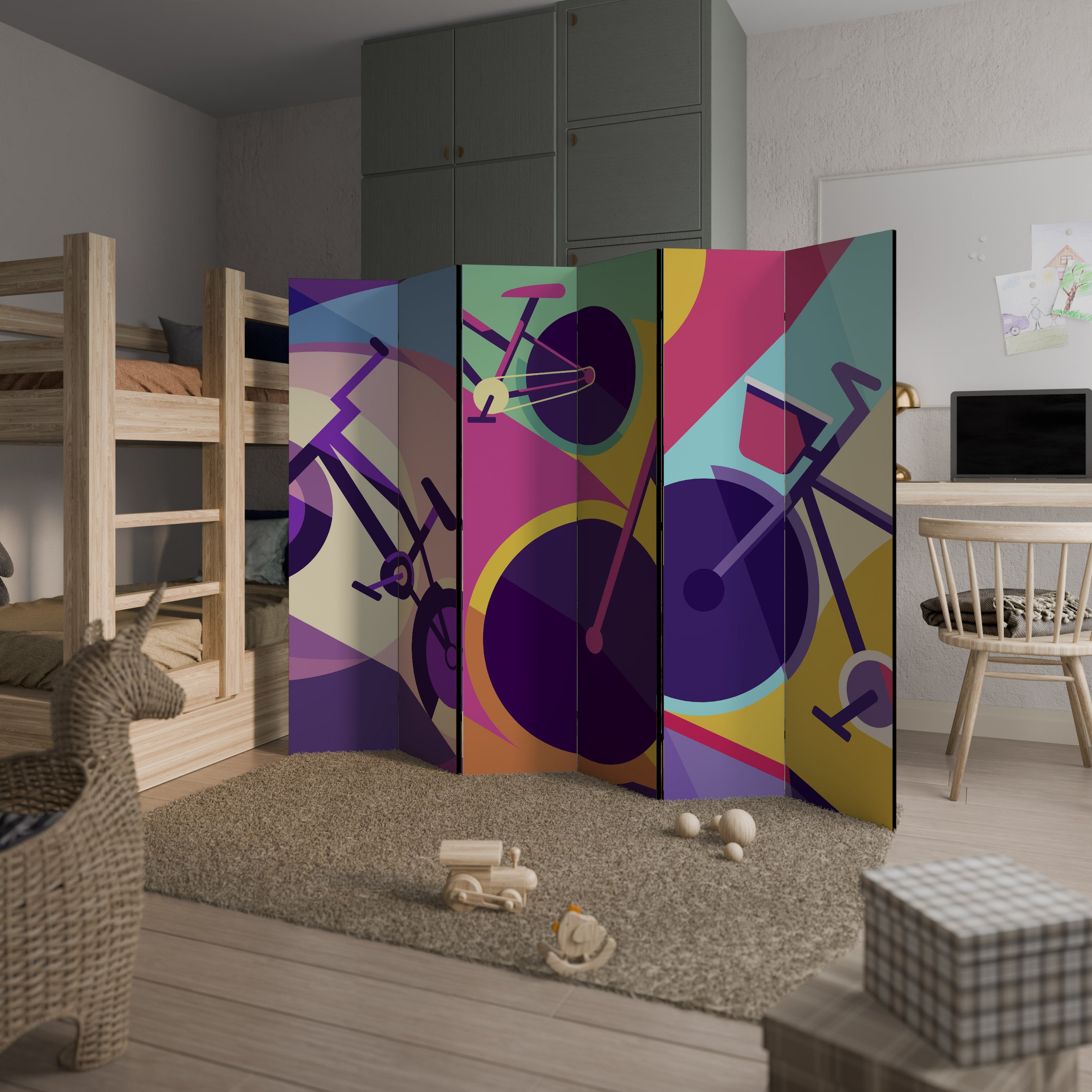 Biombo decorativo de 6 paneles BIKE DREAMS