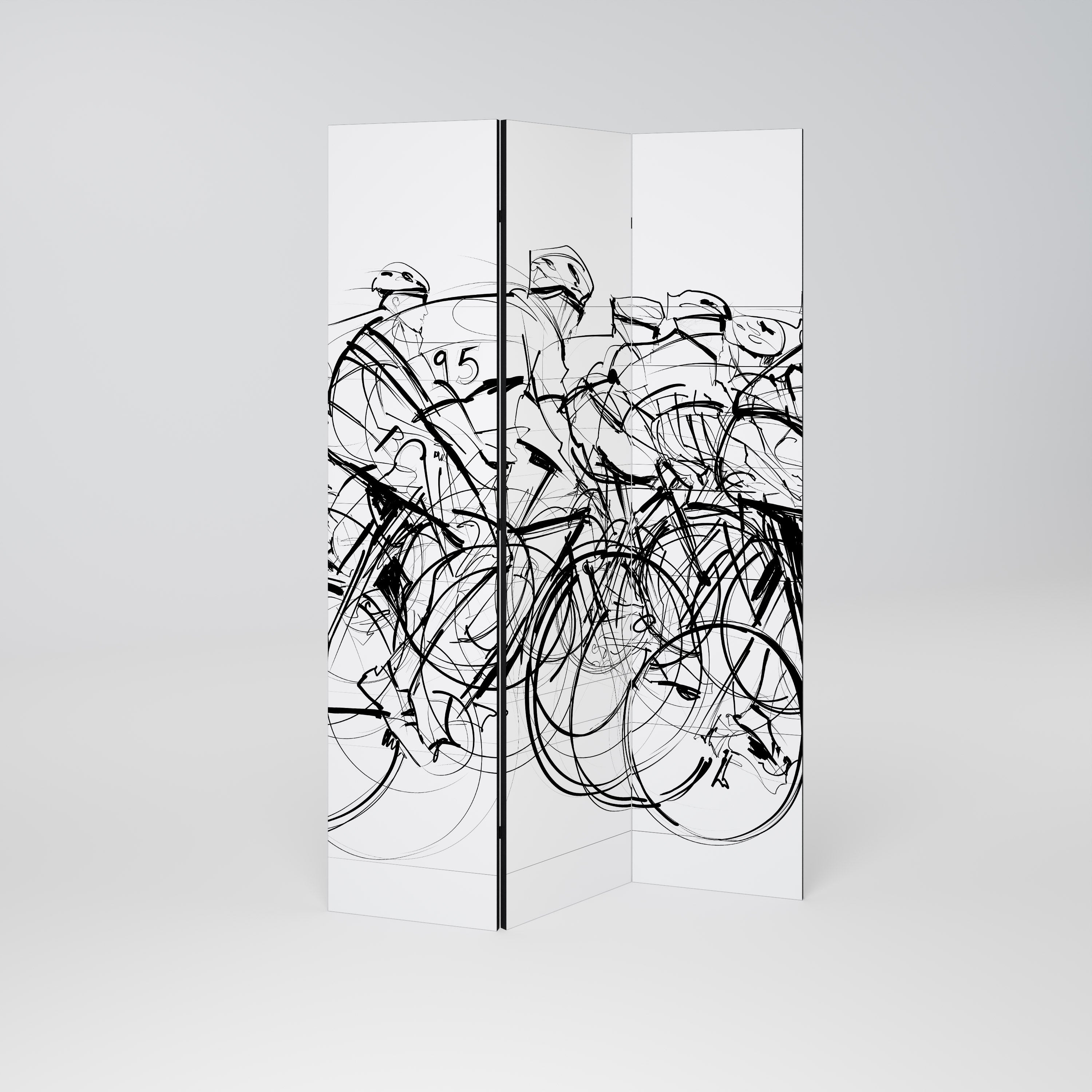 CYCLING COMPETITION Decorative 3-Panel Room Divider
