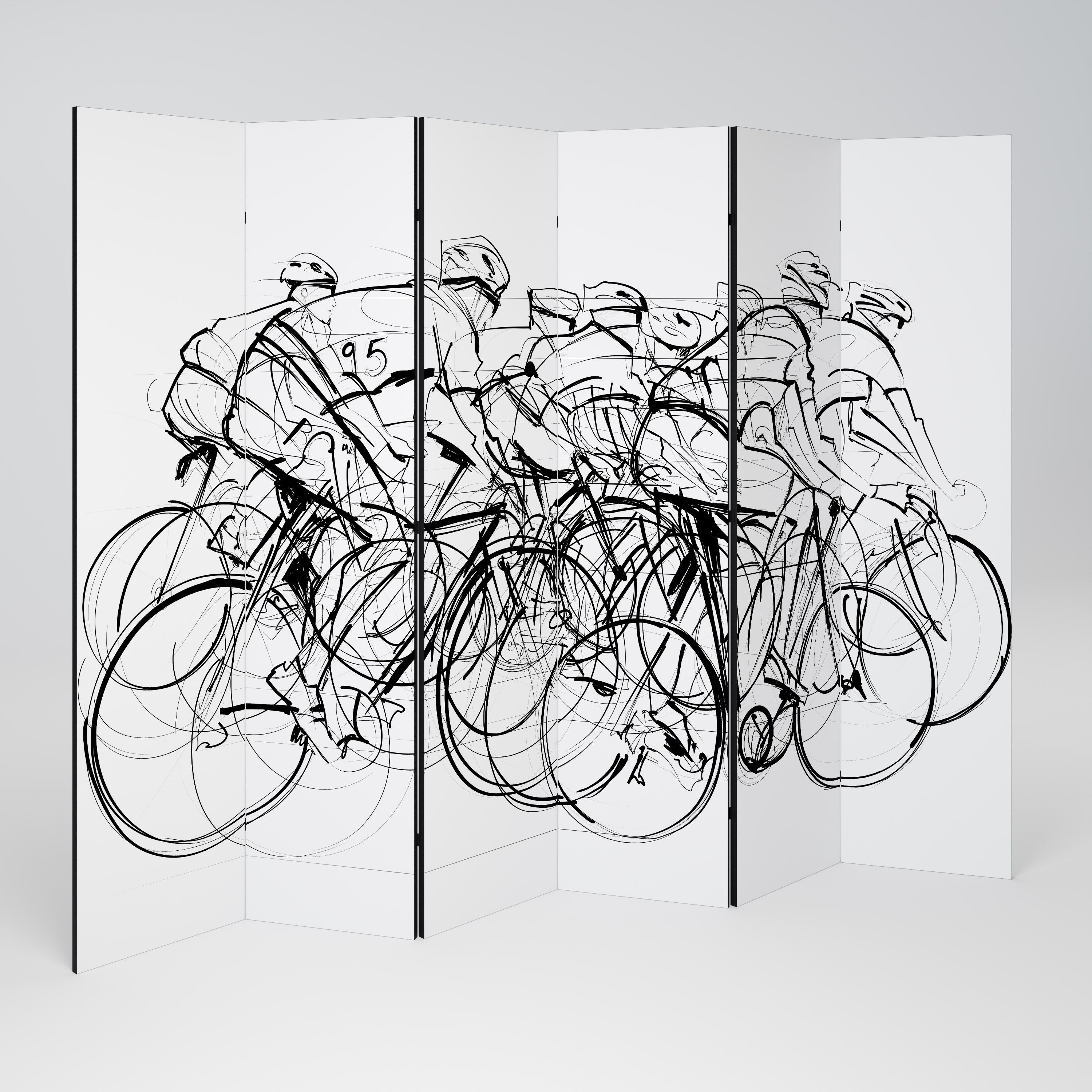 Biombo decorativo de 6 paneles COMPETICIÓN DE CICLISMO