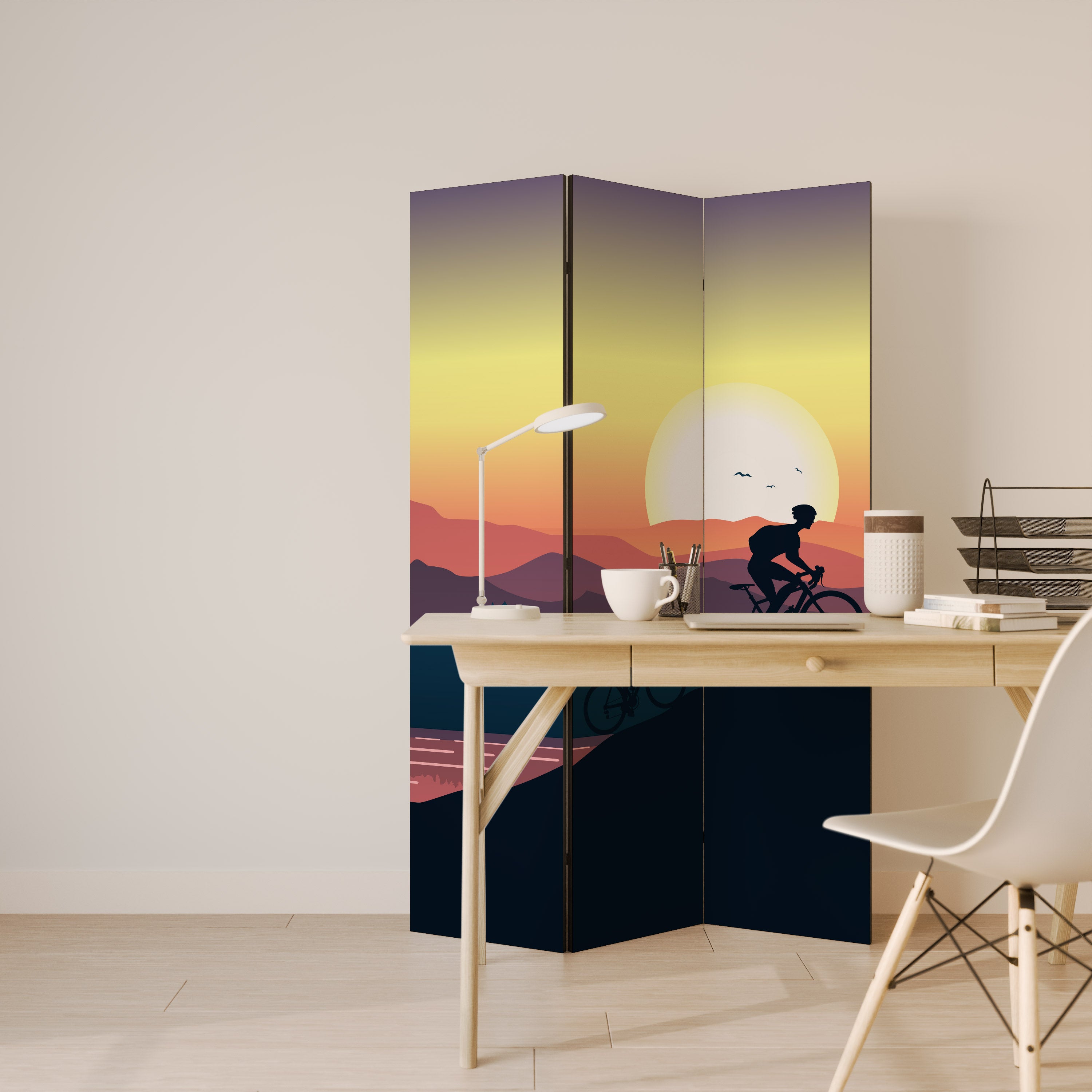 CYCLING HORIZON Decorative 3-Panel Room Divider