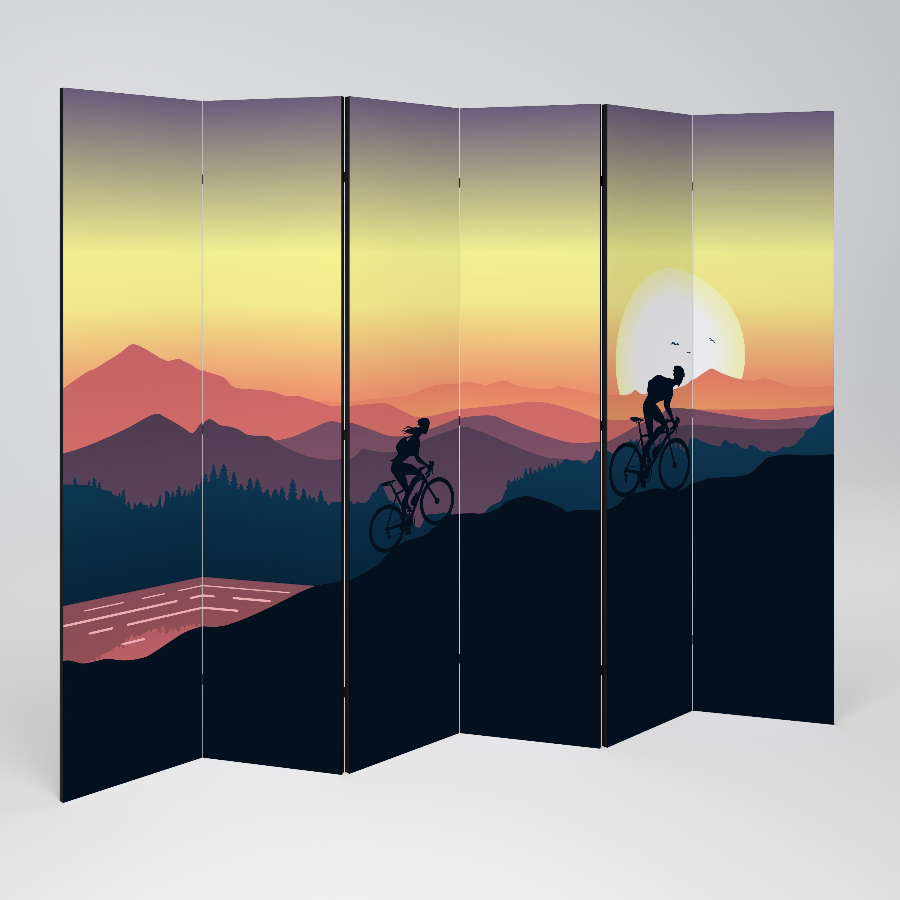 Biombo decorativo de 6 paneles CYCLING HORIZON