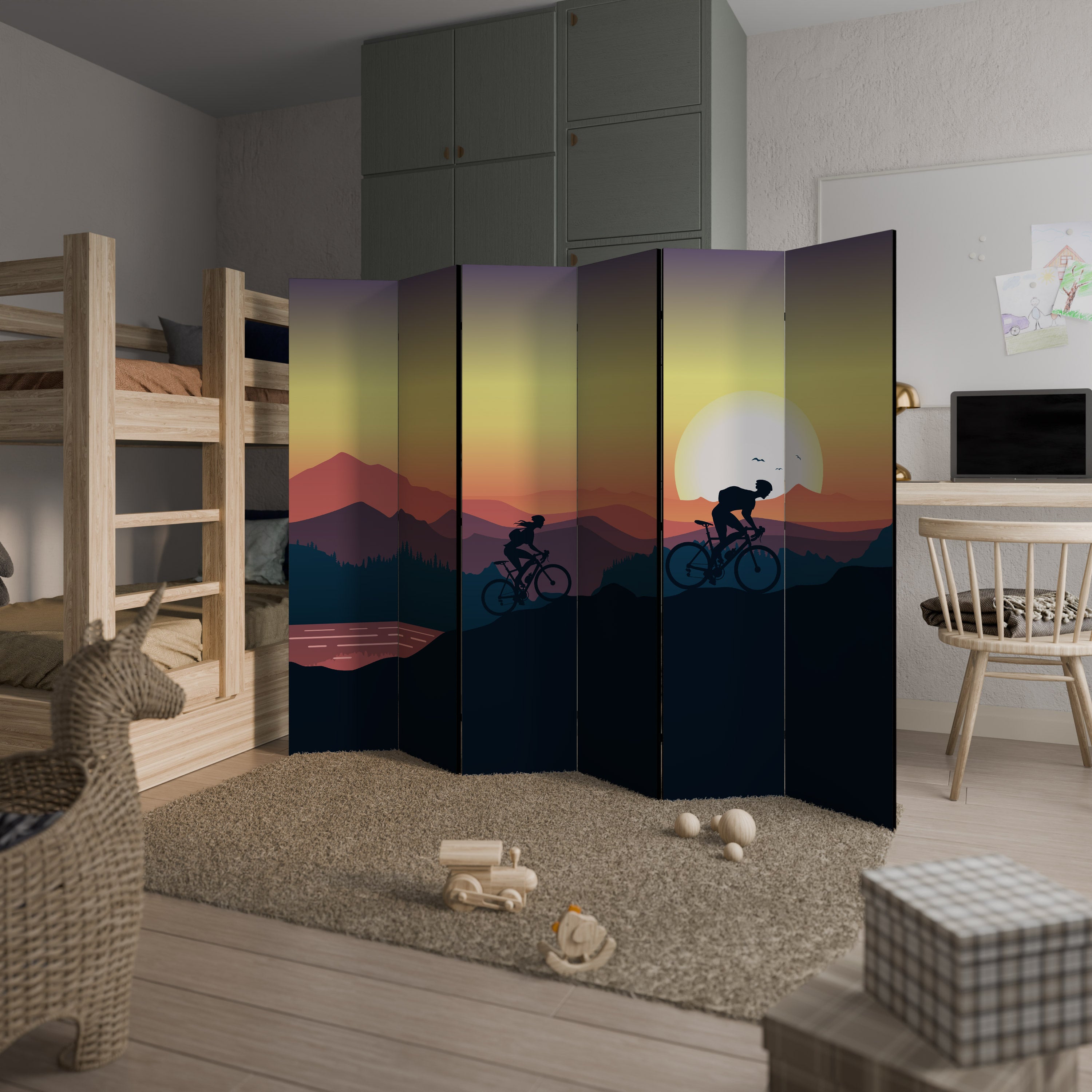 Biombo decorativo de 6 paneles CYCLING HORIZON