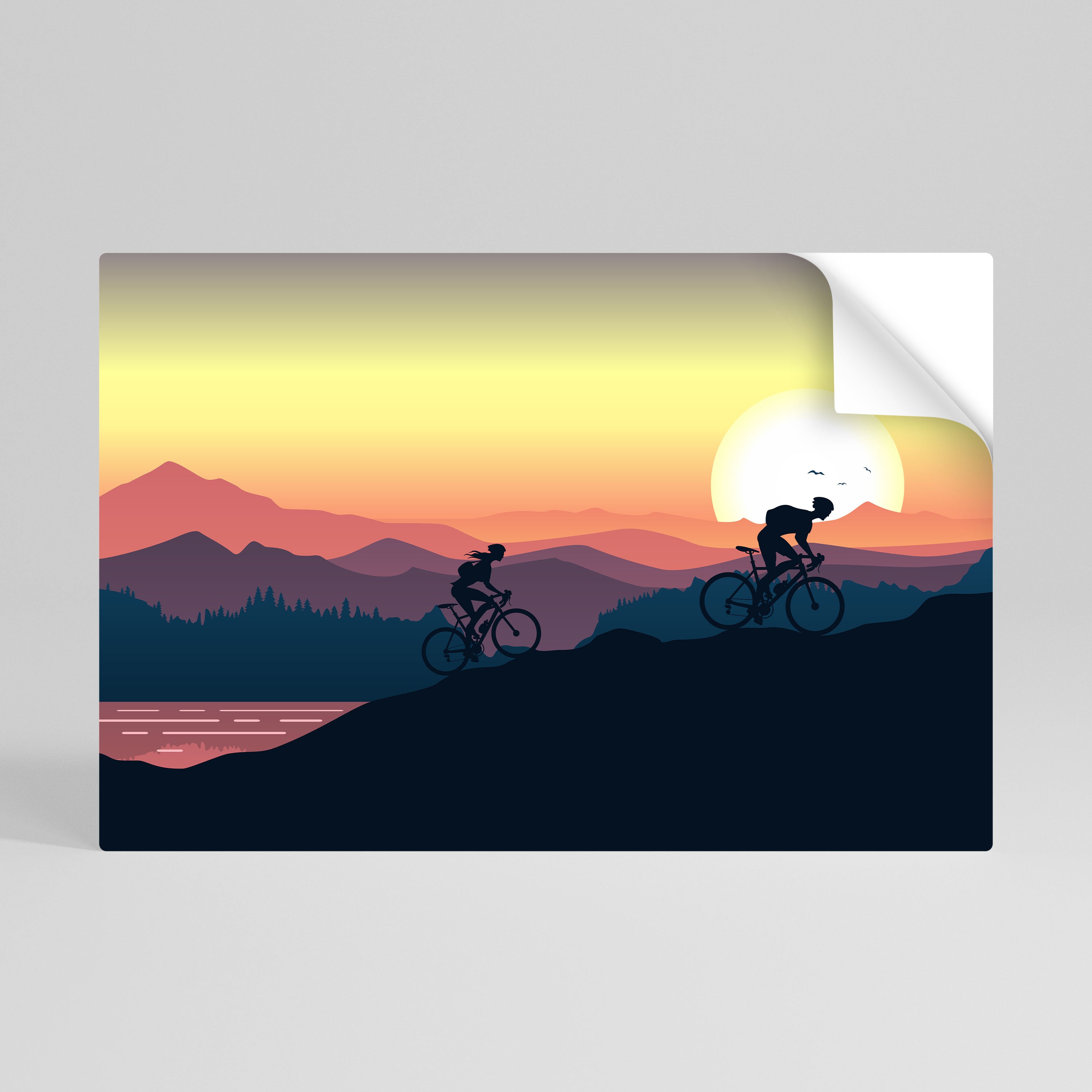 HORIZONTE CICLISMO Póster horizontal autoadhesivo