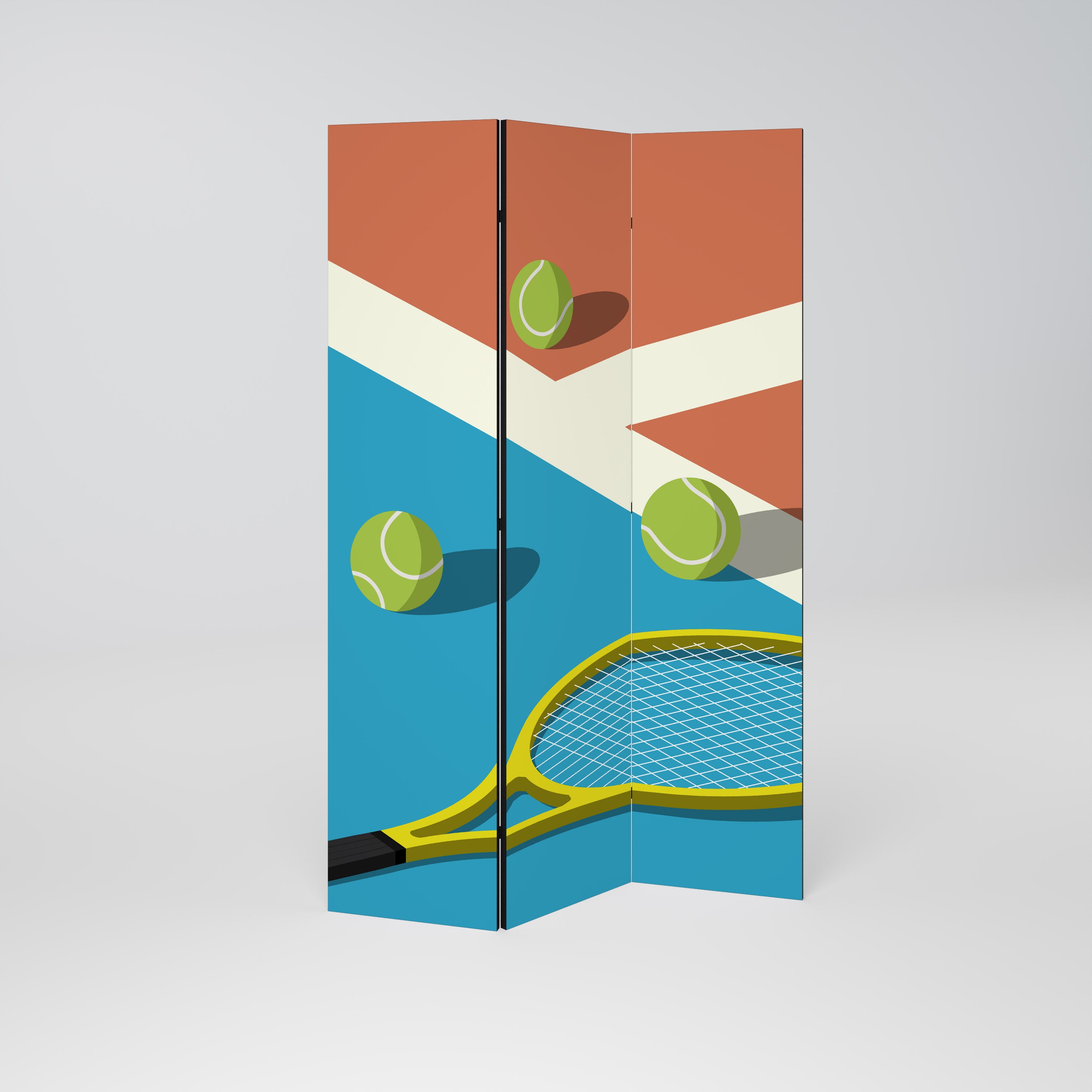 TENNIS ESSENTIALS Decorative 3-Panel Room Divider