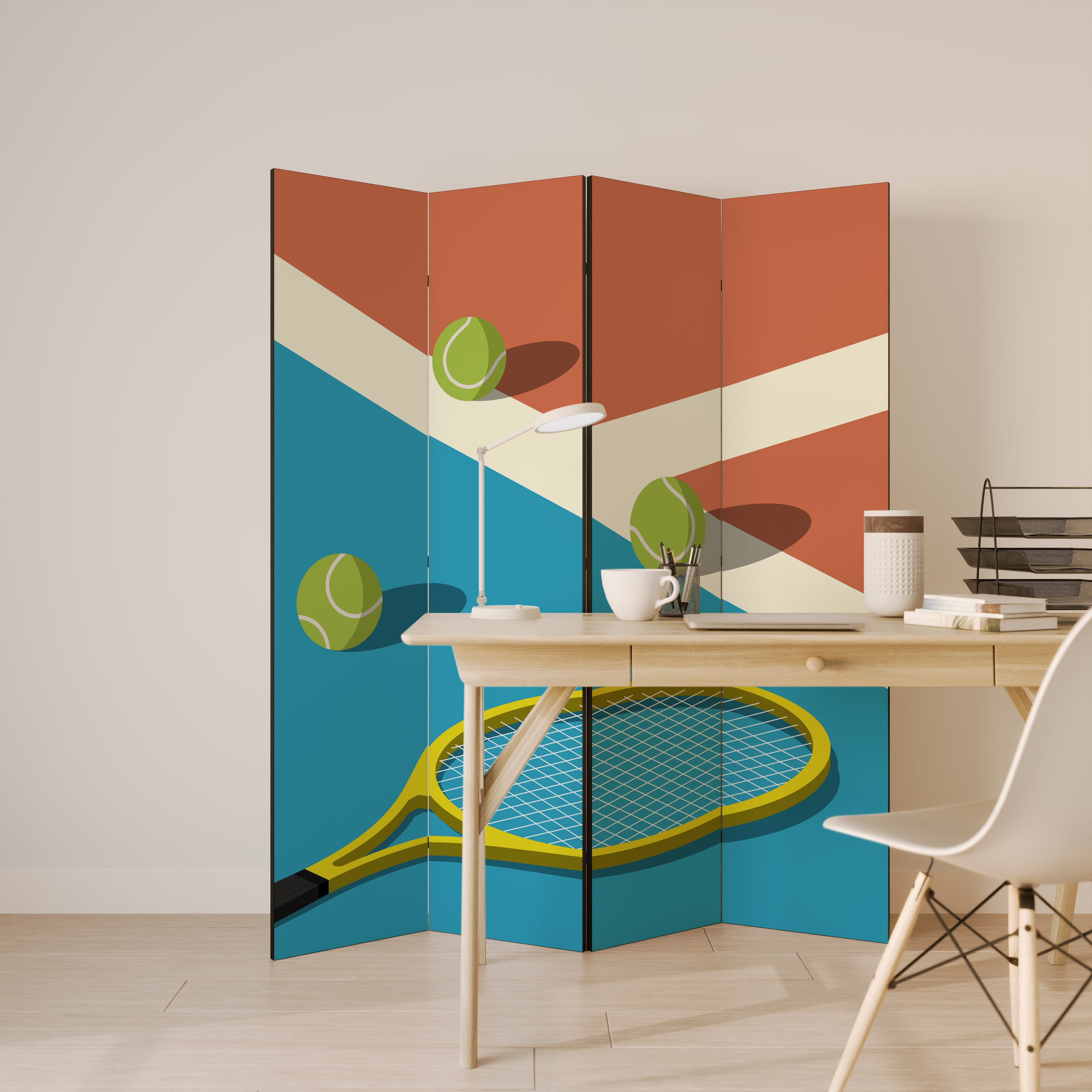 Biombo decorativo de 4 paneles TENNIS ESSENTIALS