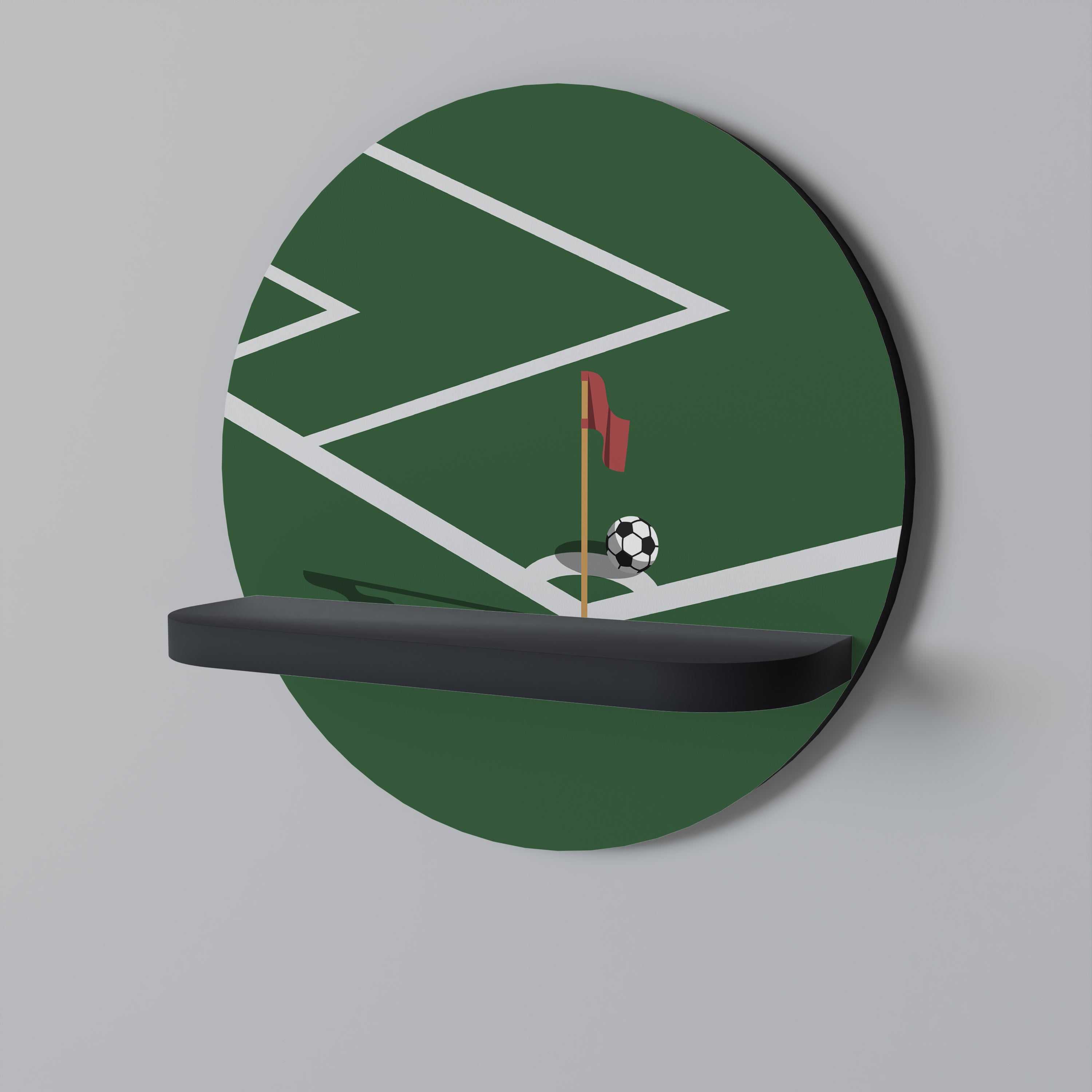 Estantería de arte redonda FOOTBALL ACTION con acabado negro