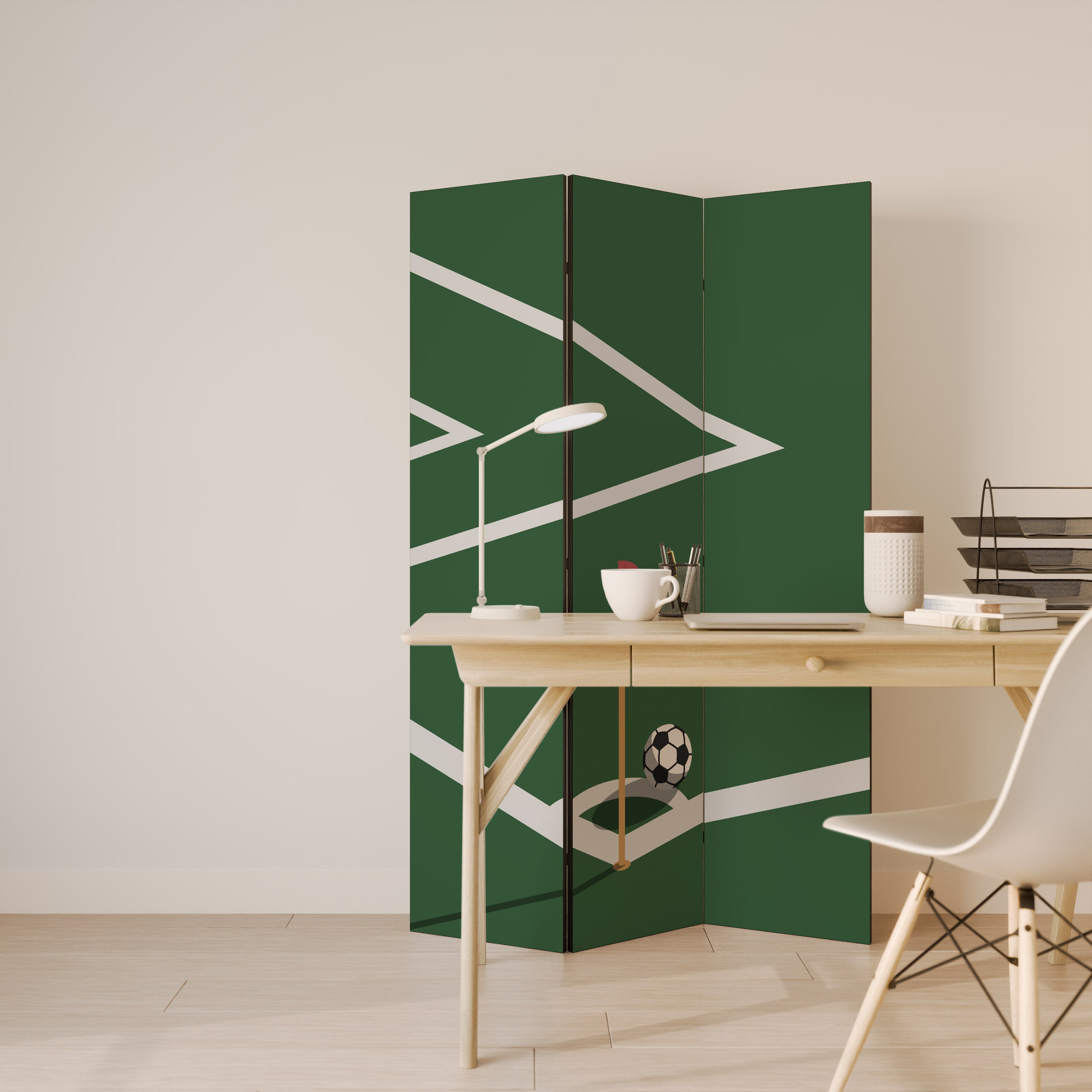 FOOTBALL ACTION Decorative 3-Panel Room Divider