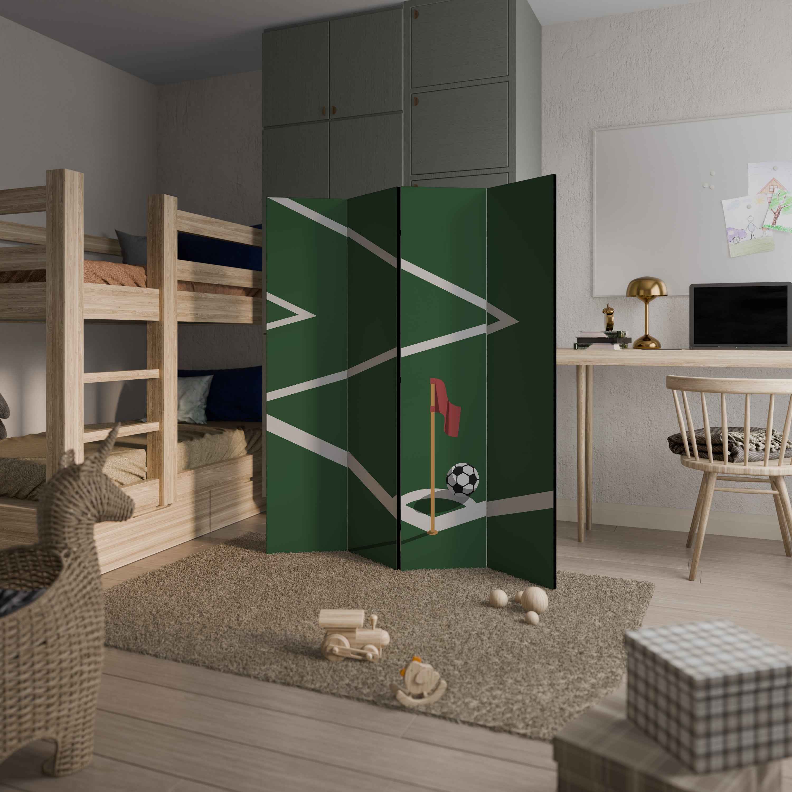 Biombo decorativo de 4 paneles FOOTBALL ACTION