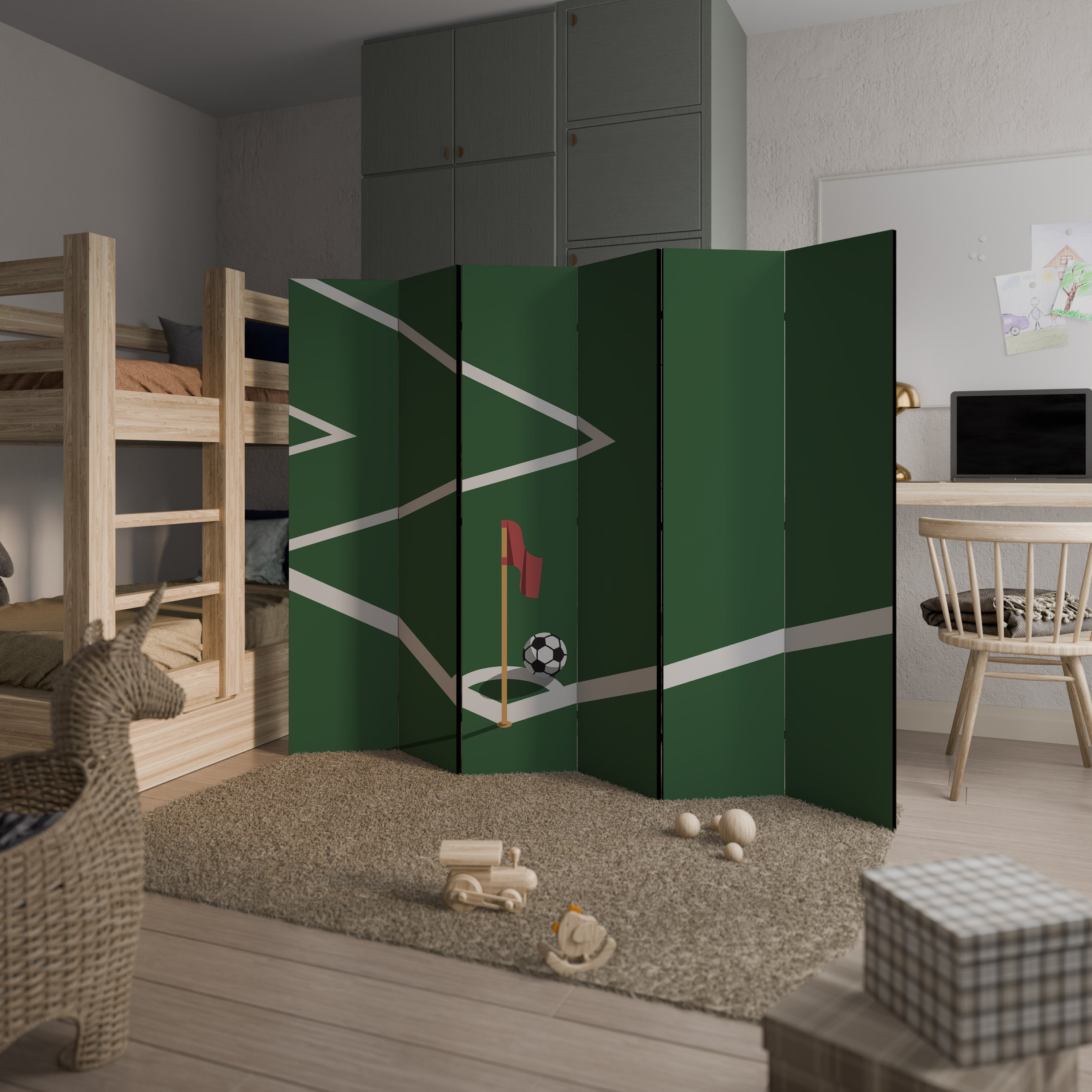 Biombo decorativo de 6 paneles FOOTBALL ACTION