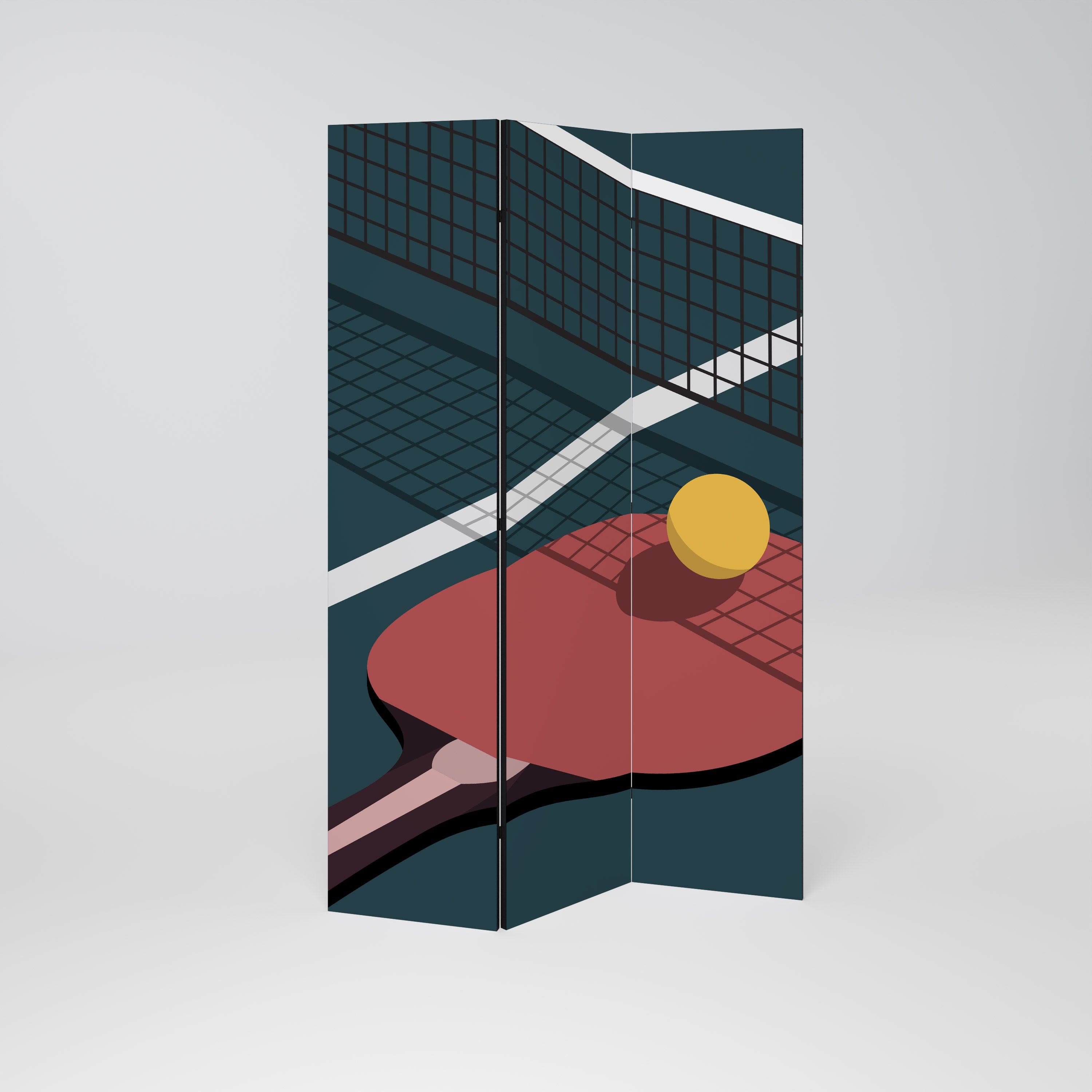 PING- PONG GAME Decorative 3-Panel Room Divider