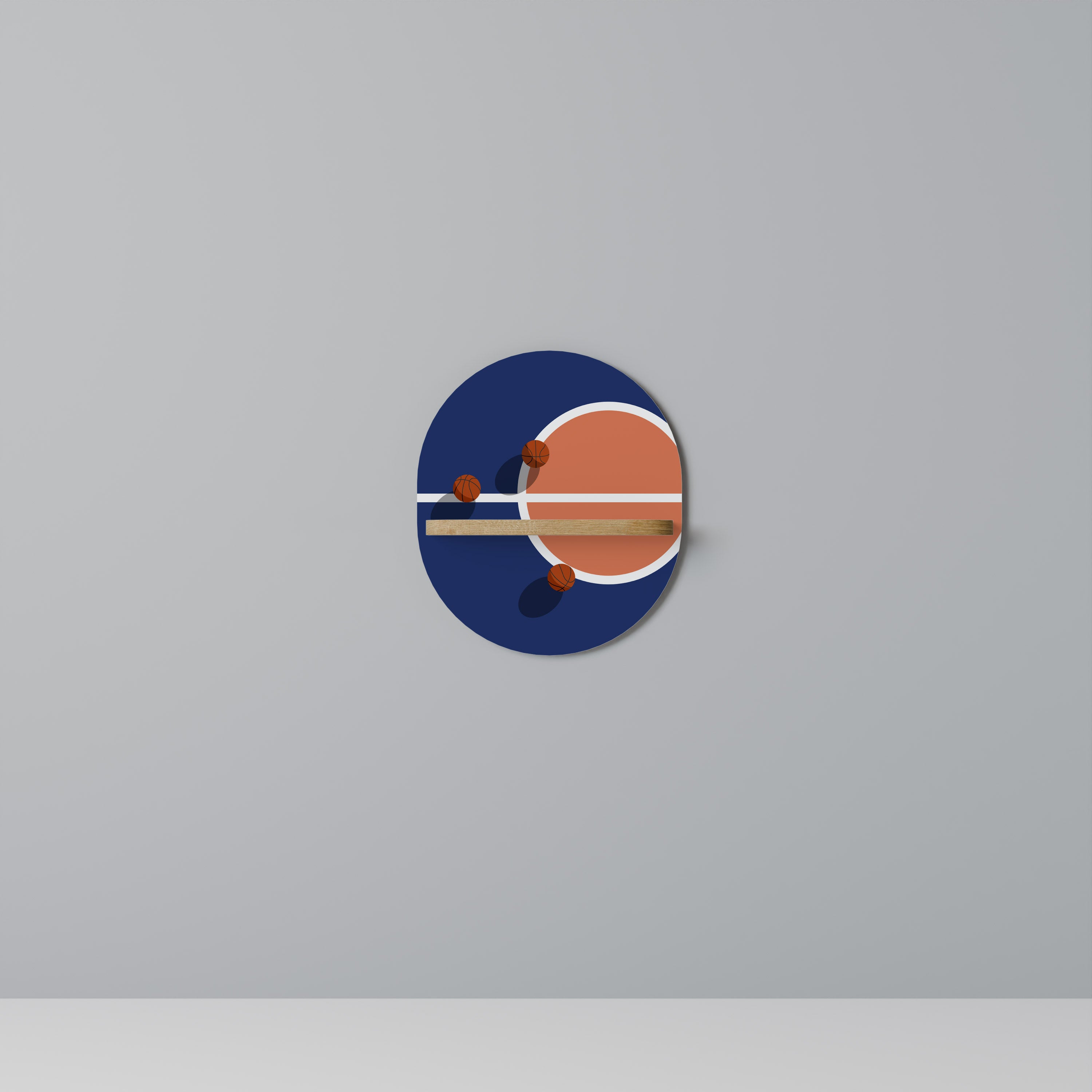 Estantería de arte ovalada con efecto roble "BALONCESTO CHALLENGE"