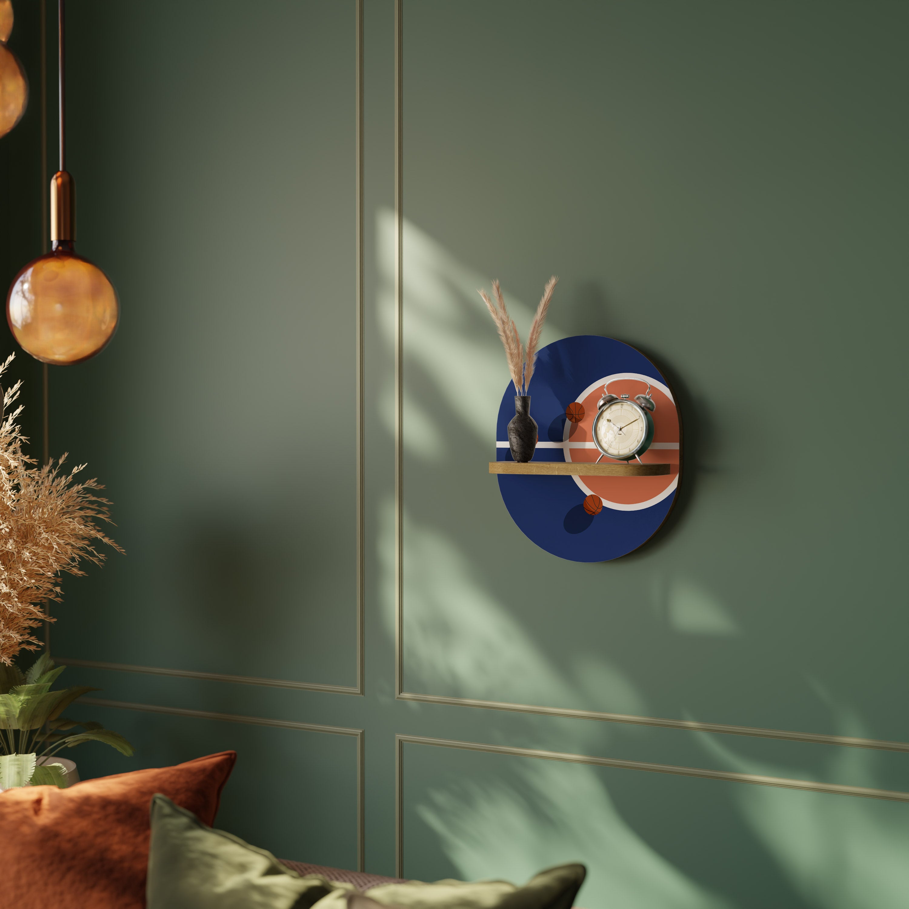 Estantería de arte ovalada con efecto roble "BALONCESTO CHALLENGE"