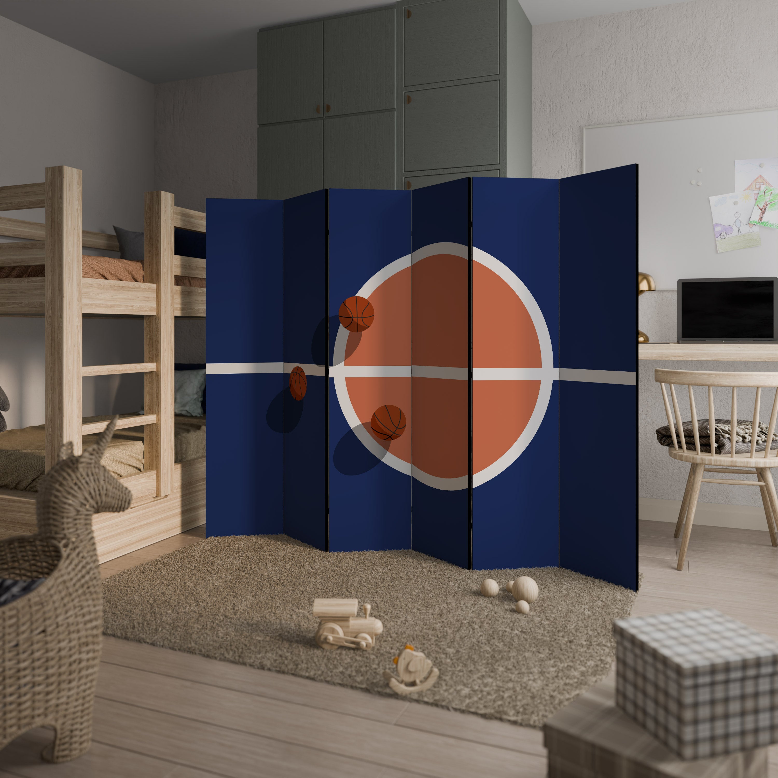 Biombo decorativo de 6 paneles DESAFÍO DE BALONCESTO