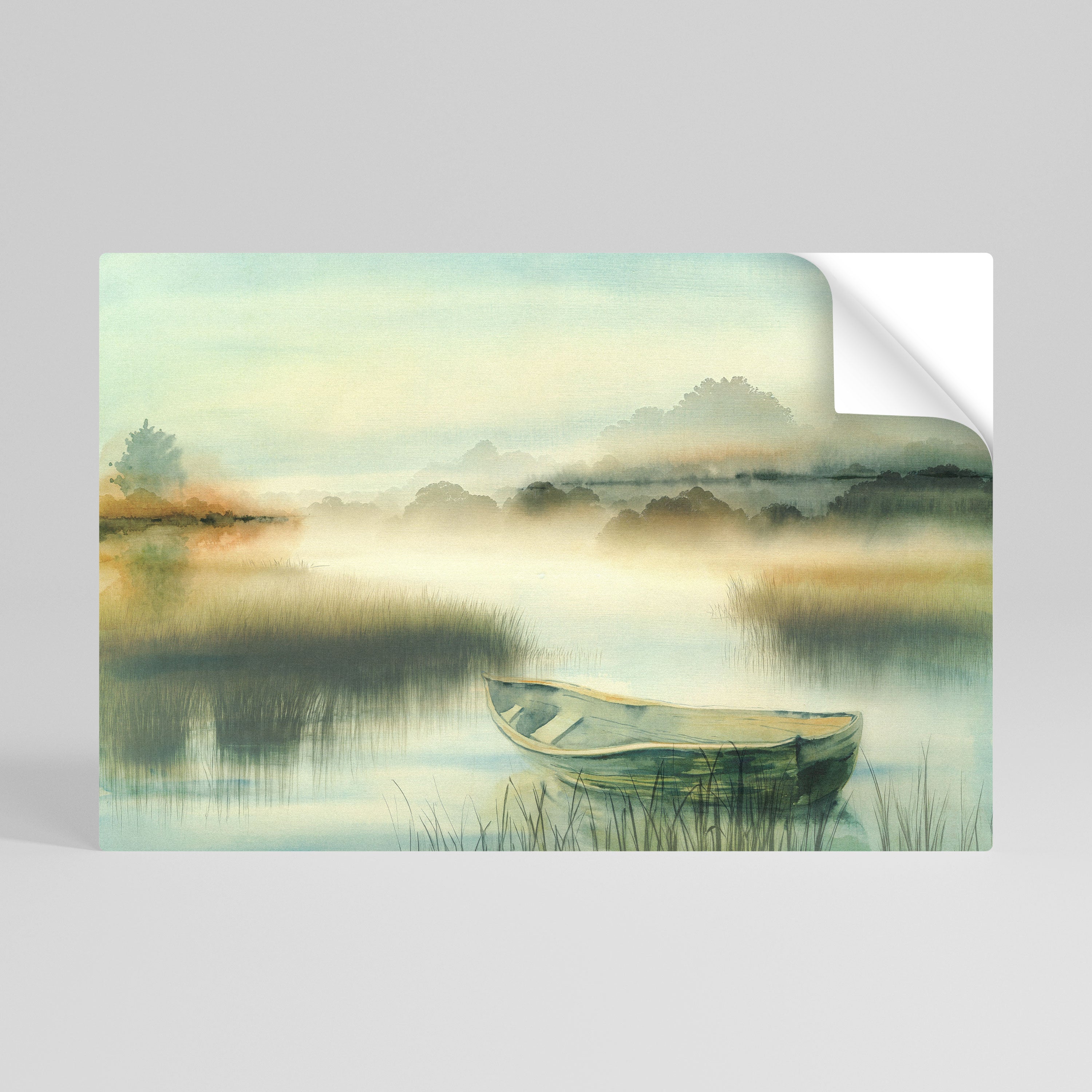 MAÑANA JUNTO AL LAGO Póster horizontal autoadhesivo