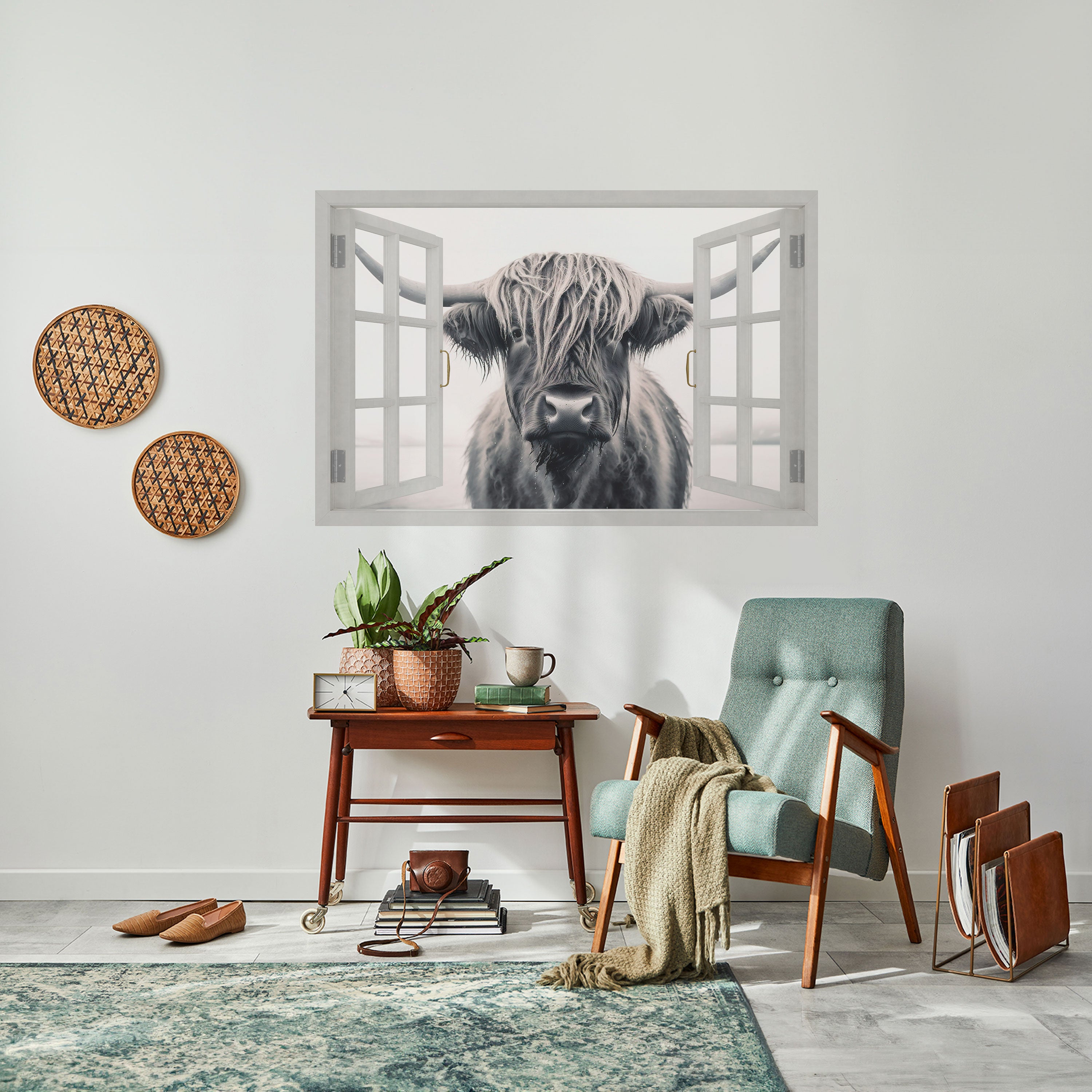 Póster horizontal autoadhesivo con vistas de ventanas salvajes