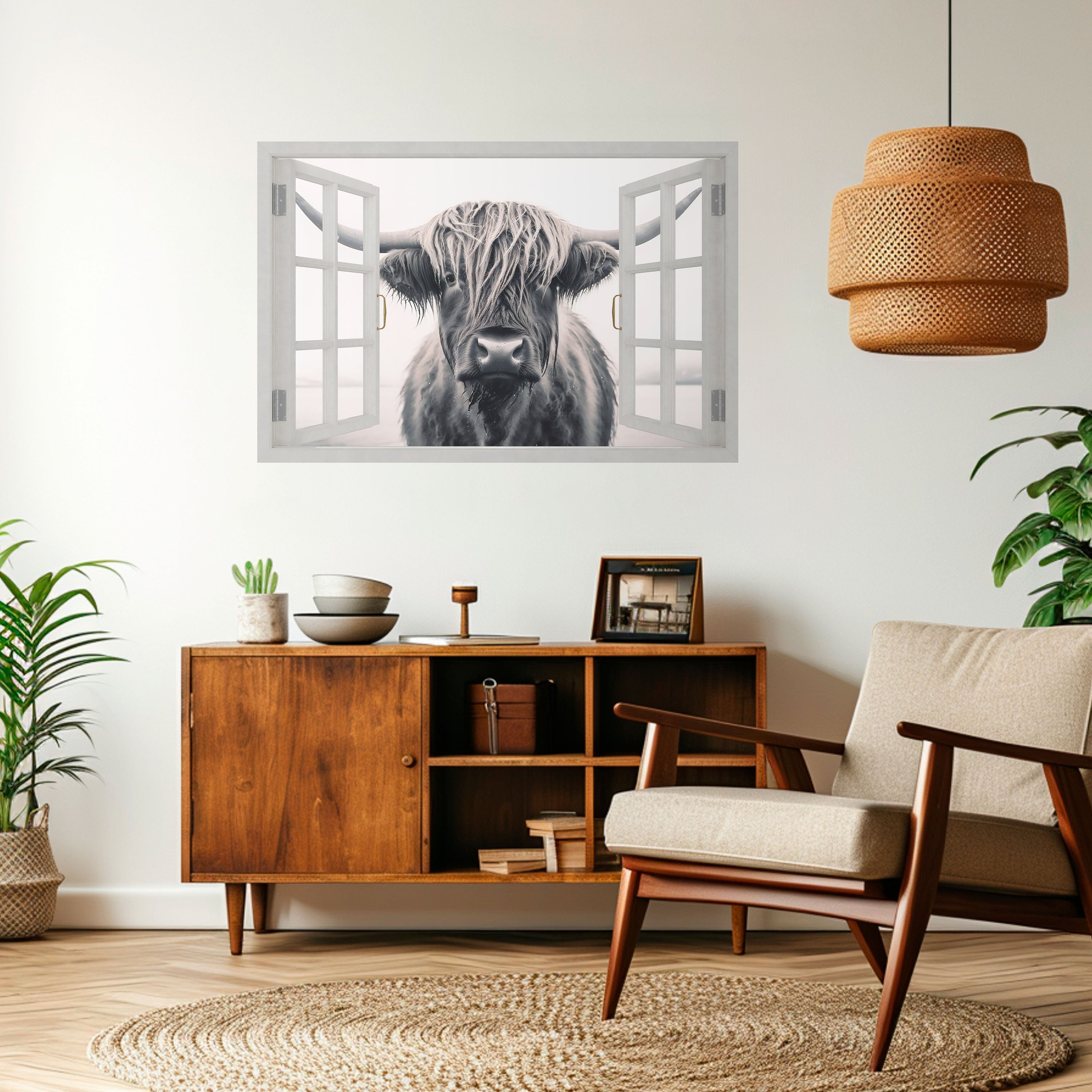 Póster horizontal autoadhesivo con vistas de ventanas salvajes