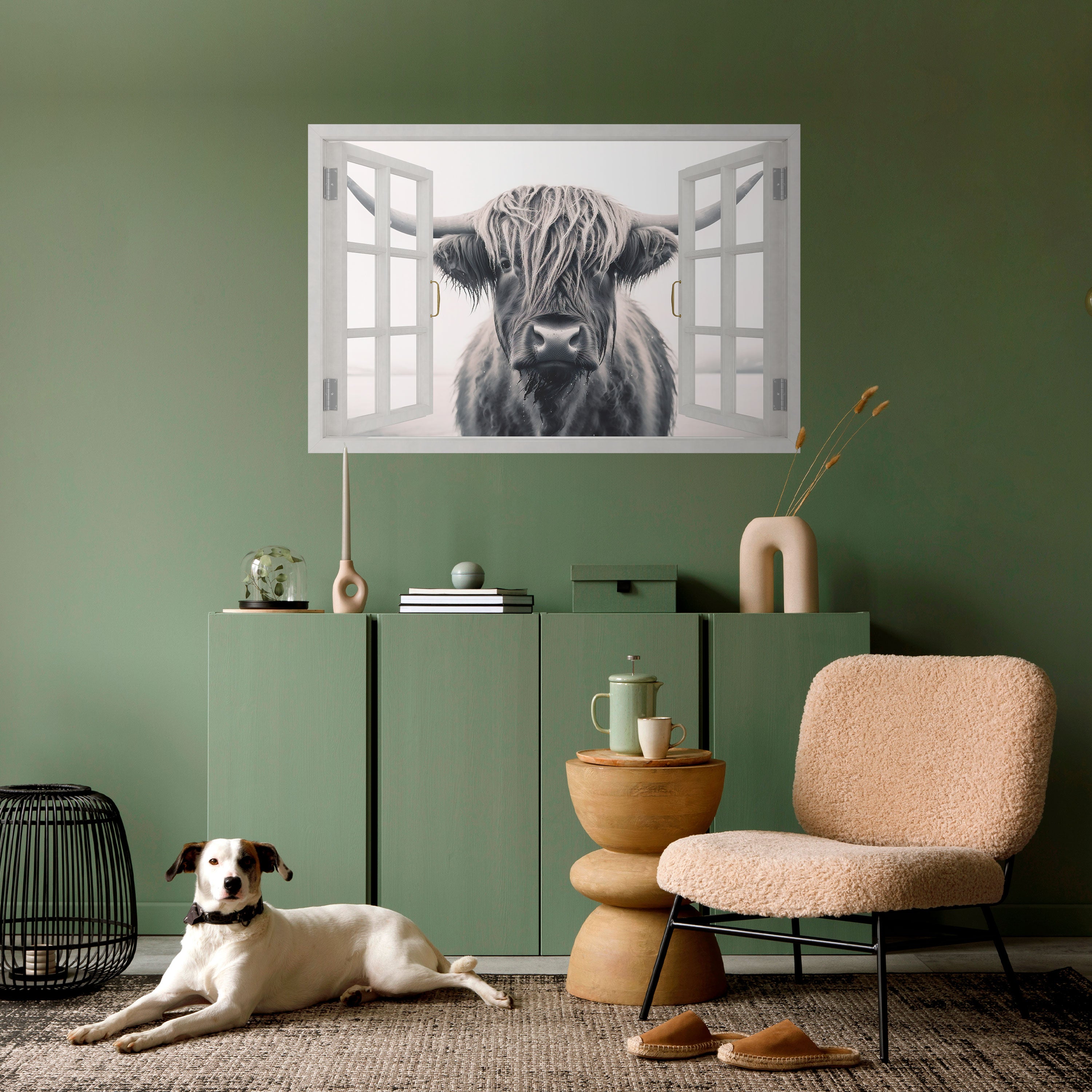 Póster horizontal autoadhesivo con vistas de ventanas salvajes