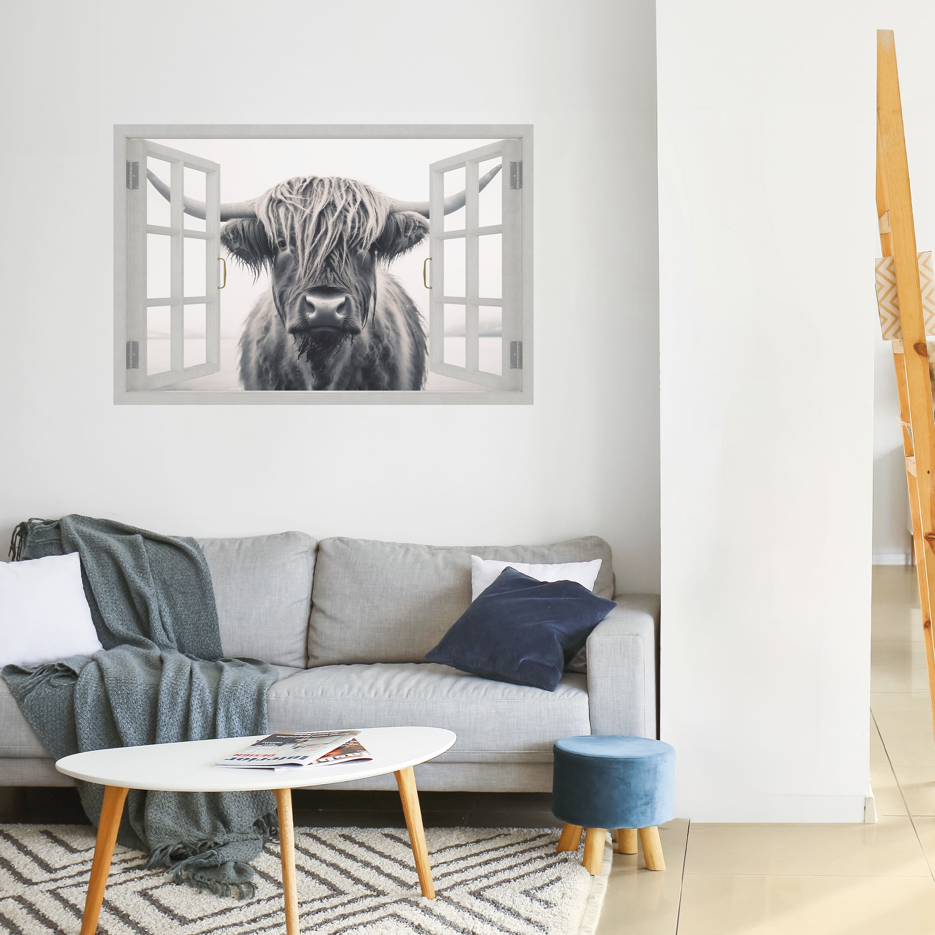 Póster horizontal autoadhesivo con vistas de ventanas salvajes