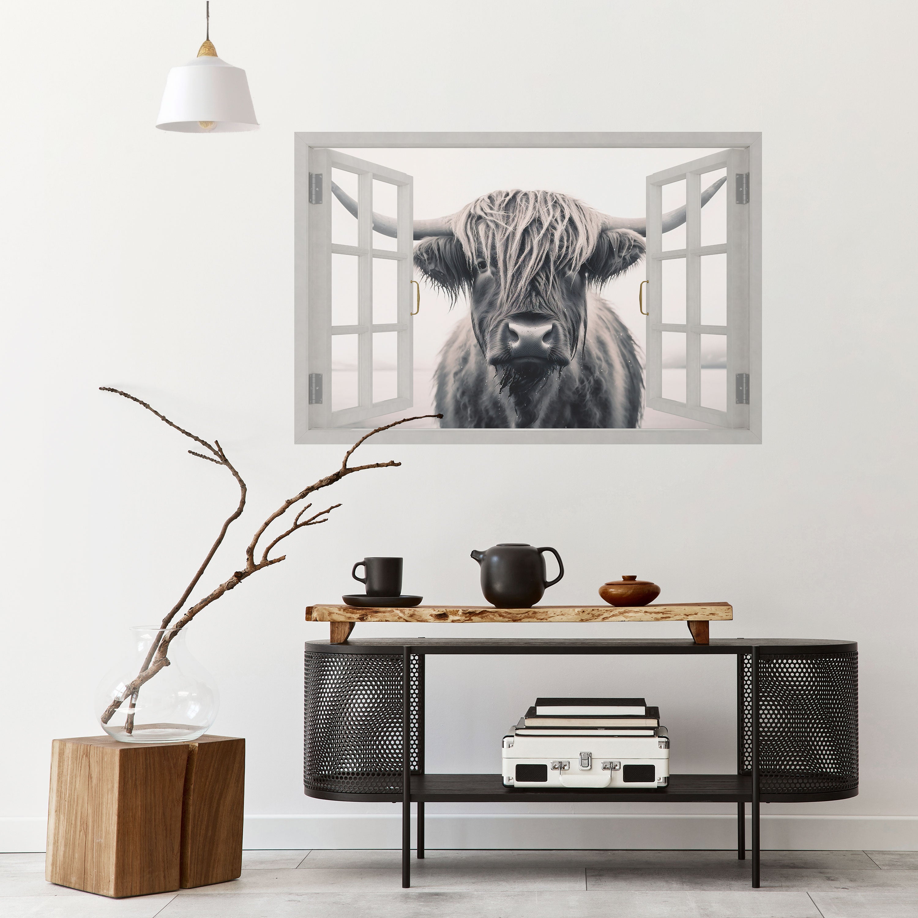 Póster horizontal autoadhesivo con vistas de ventanas salvajes