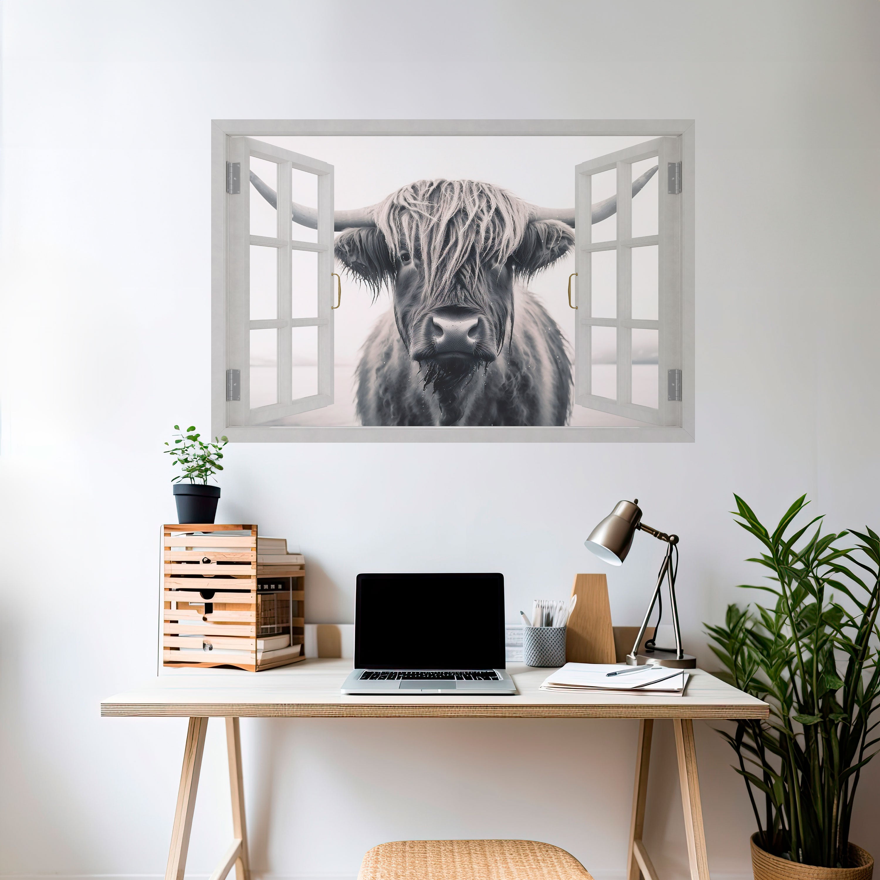 Póster horizontal autoadhesivo con vistas de ventanas salvajes