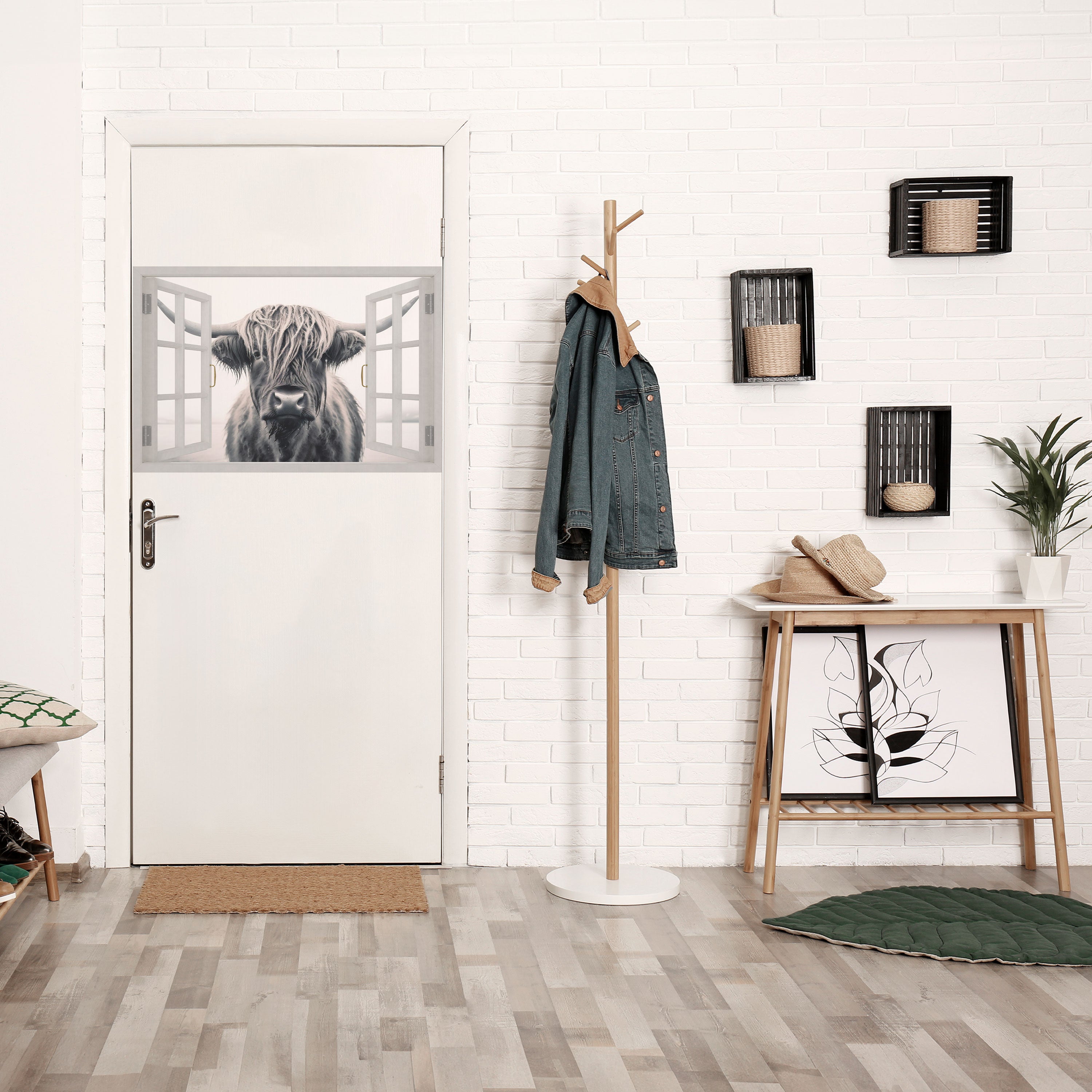 Póster horizontal autoadhesivo con vistas de ventanas salvajes