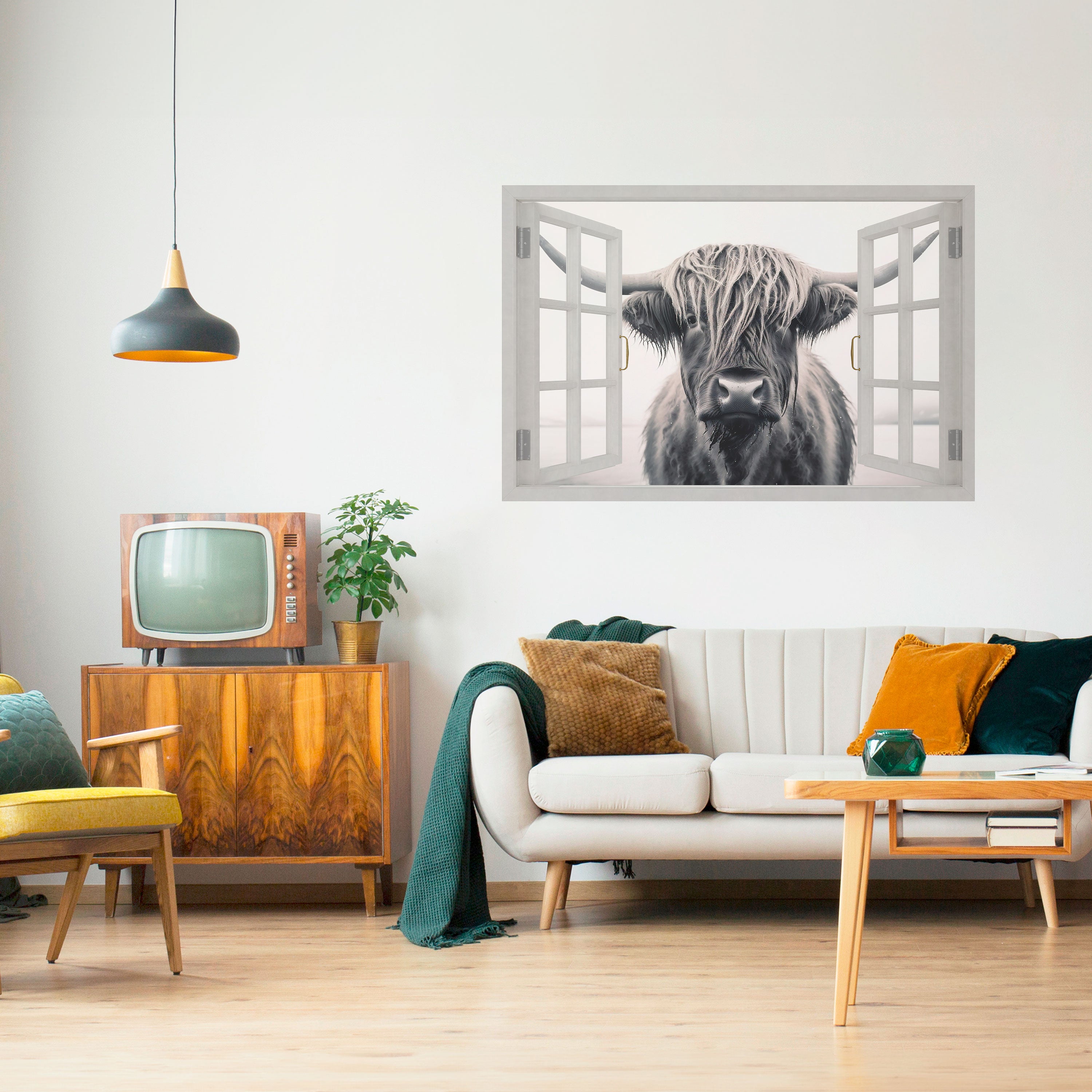 Póster horizontal autoadhesivo con vistas de ventanas salvajes