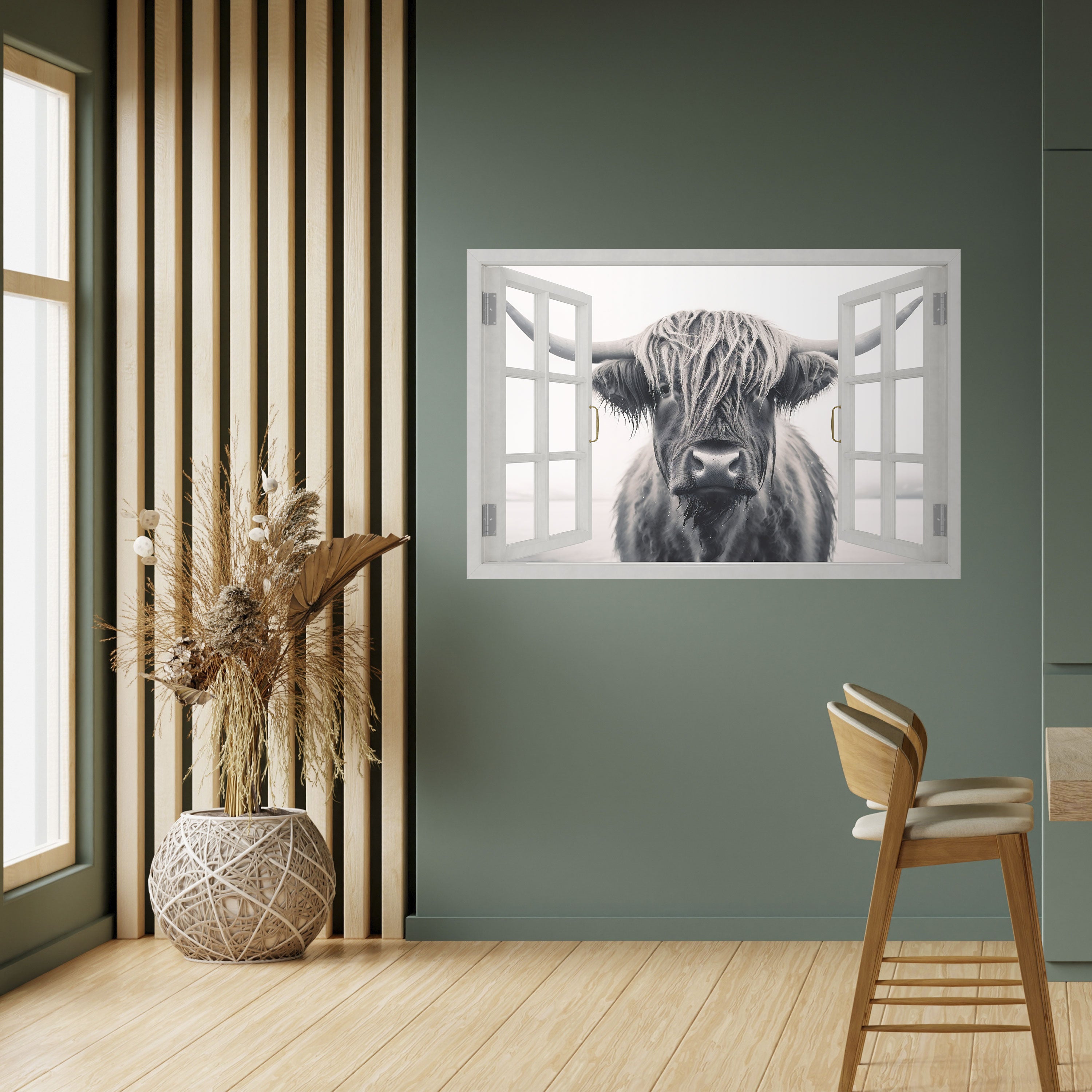 Póster horizontal autoadhesivo con vistas de ventanas salvajes
