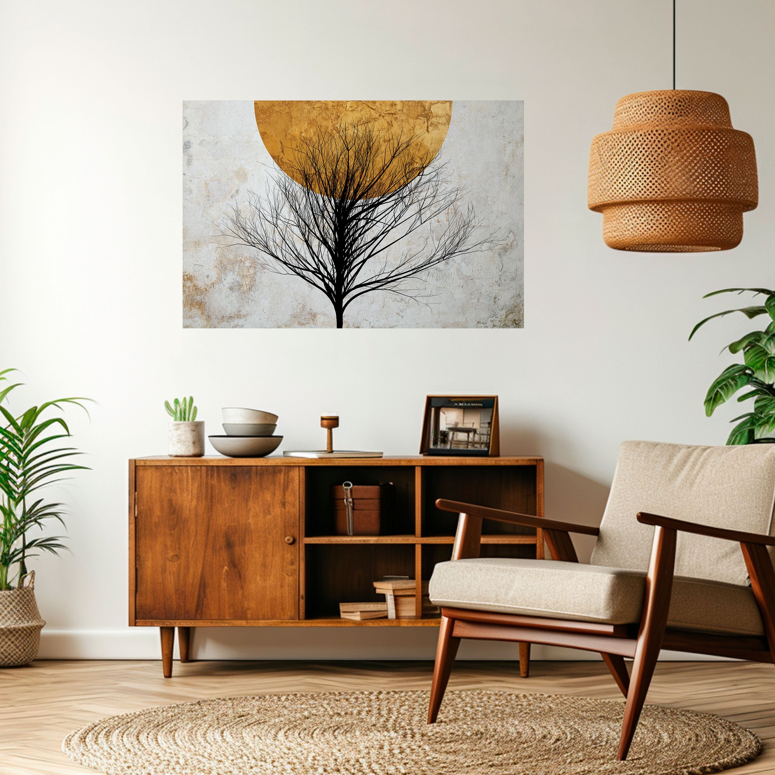 ÁRBOL SOLITARIO Póster horizontal autoadhesivo