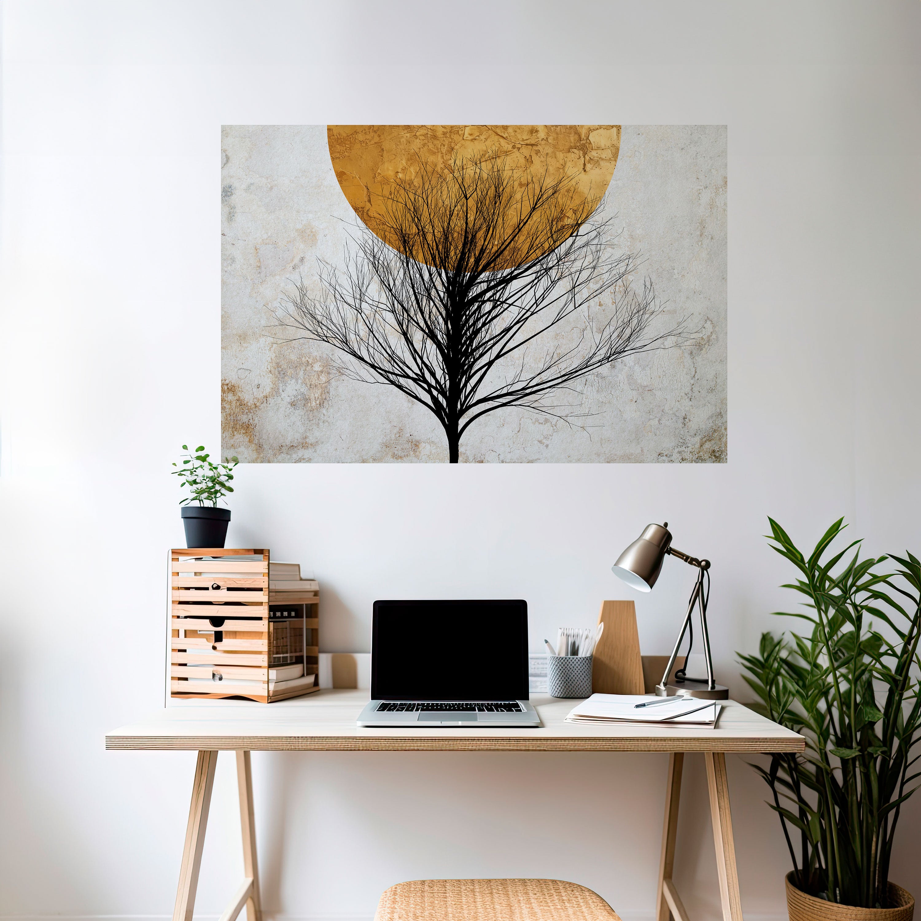 ÁRBOL SOLITARIO Póster horizontal autoadhesivo