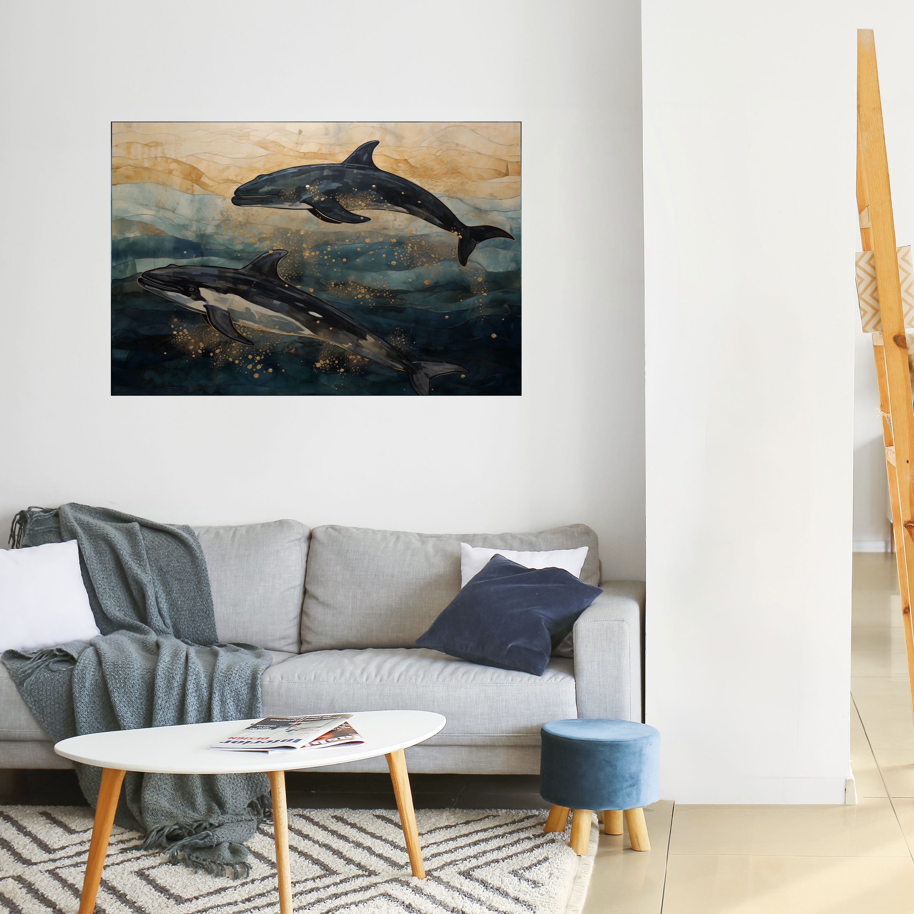 Póster horizontal autoadhesivo OLAS DORADAS