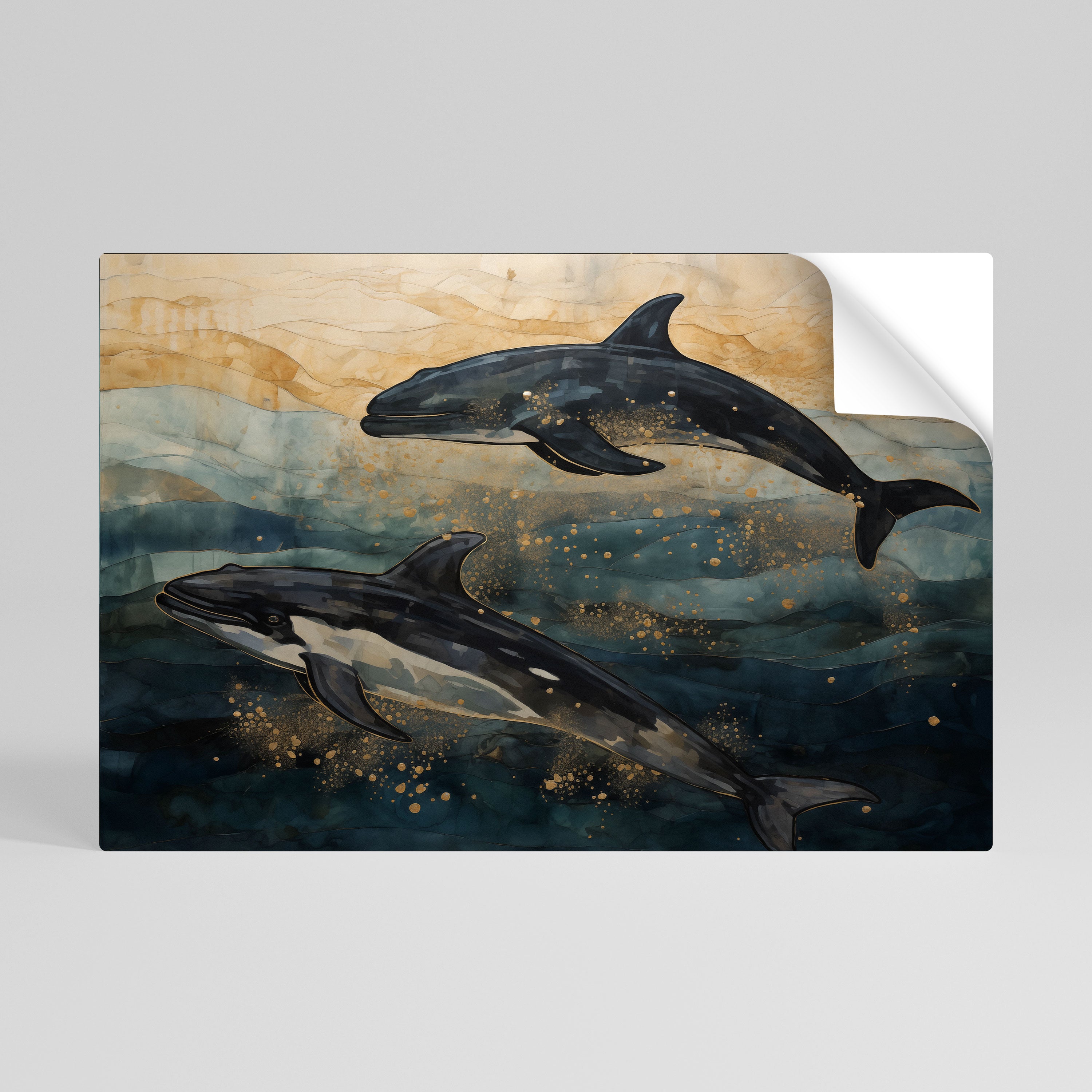 Póster horizontal autoadhesivo OLAS DORADAS