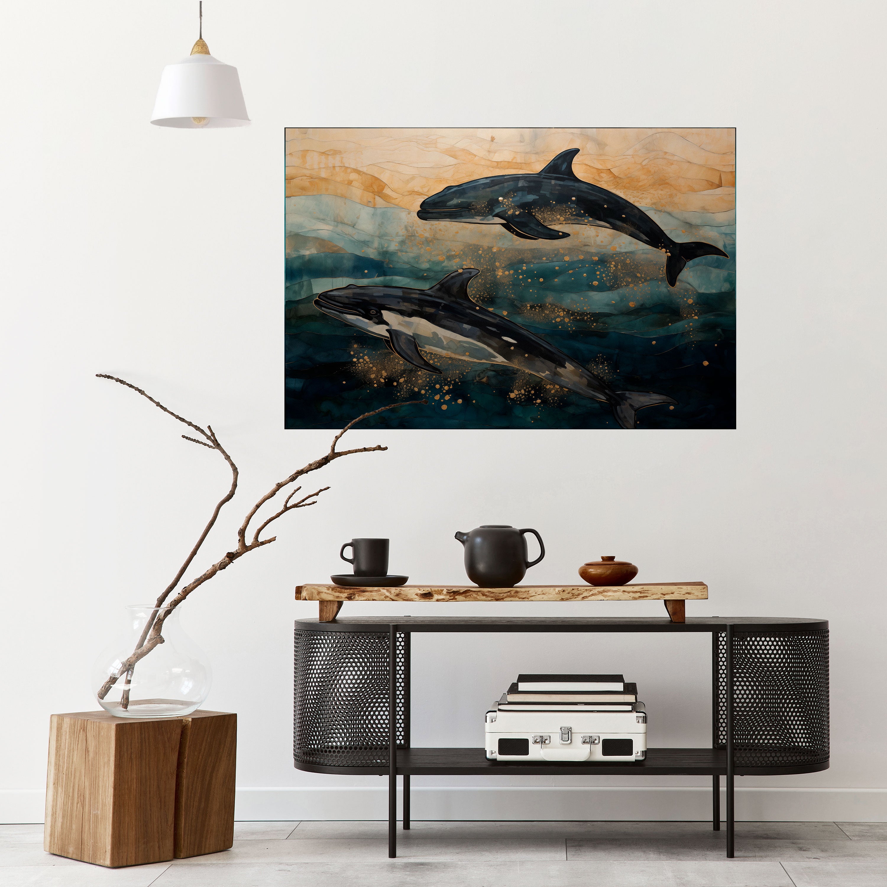 Póster horizontal autoadhesivo OLAS DORADAS