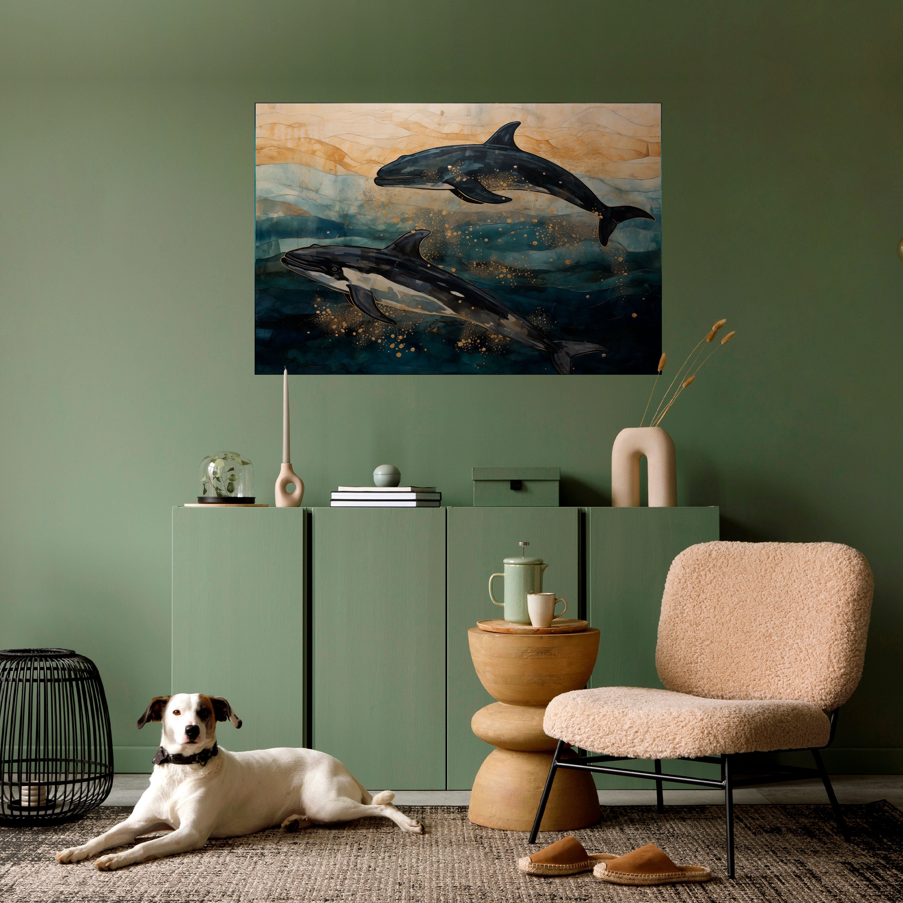 Póster horizontal autoadhesivo OLAS DORADAS