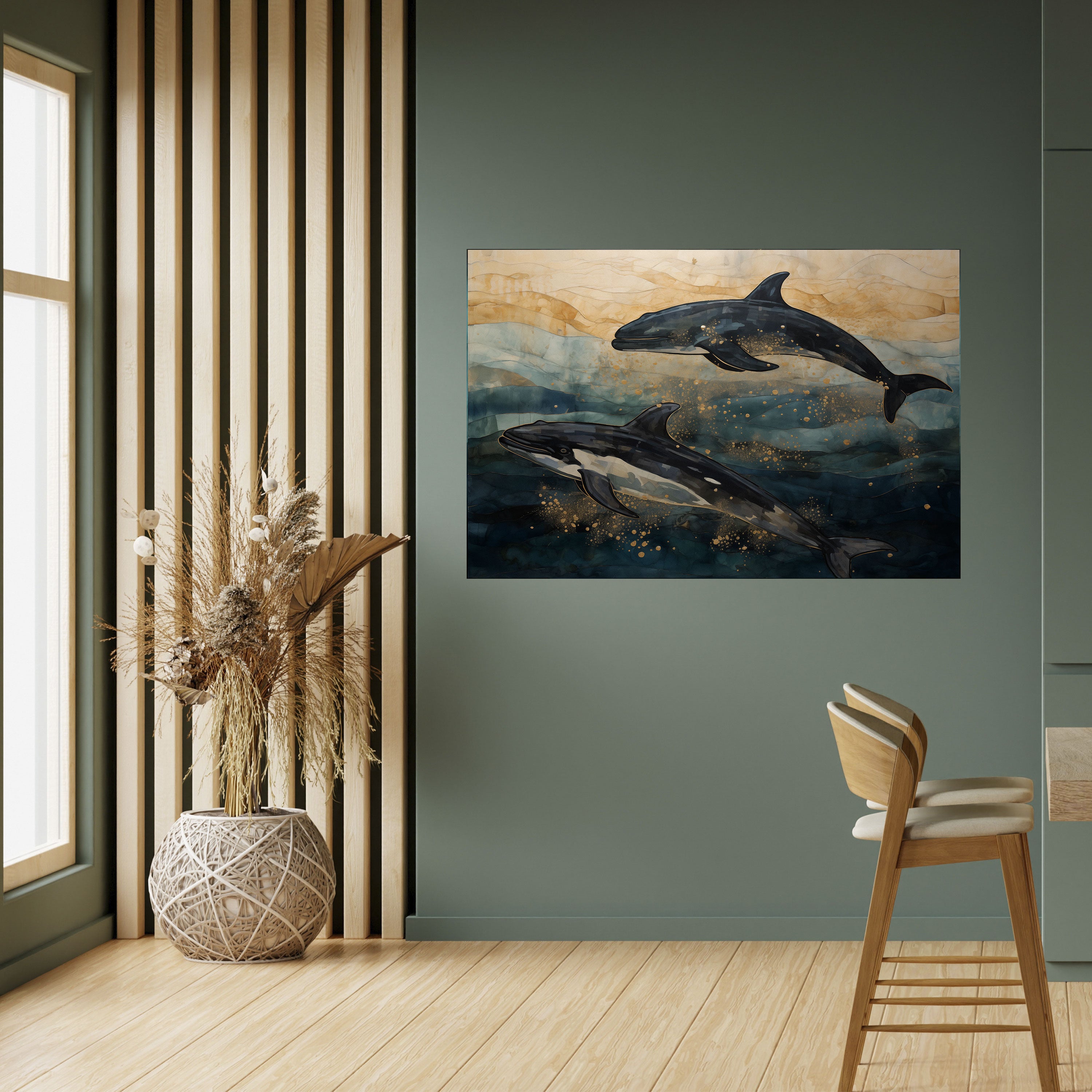 Póster horizontal autoadhesivo OLAS DORADAS