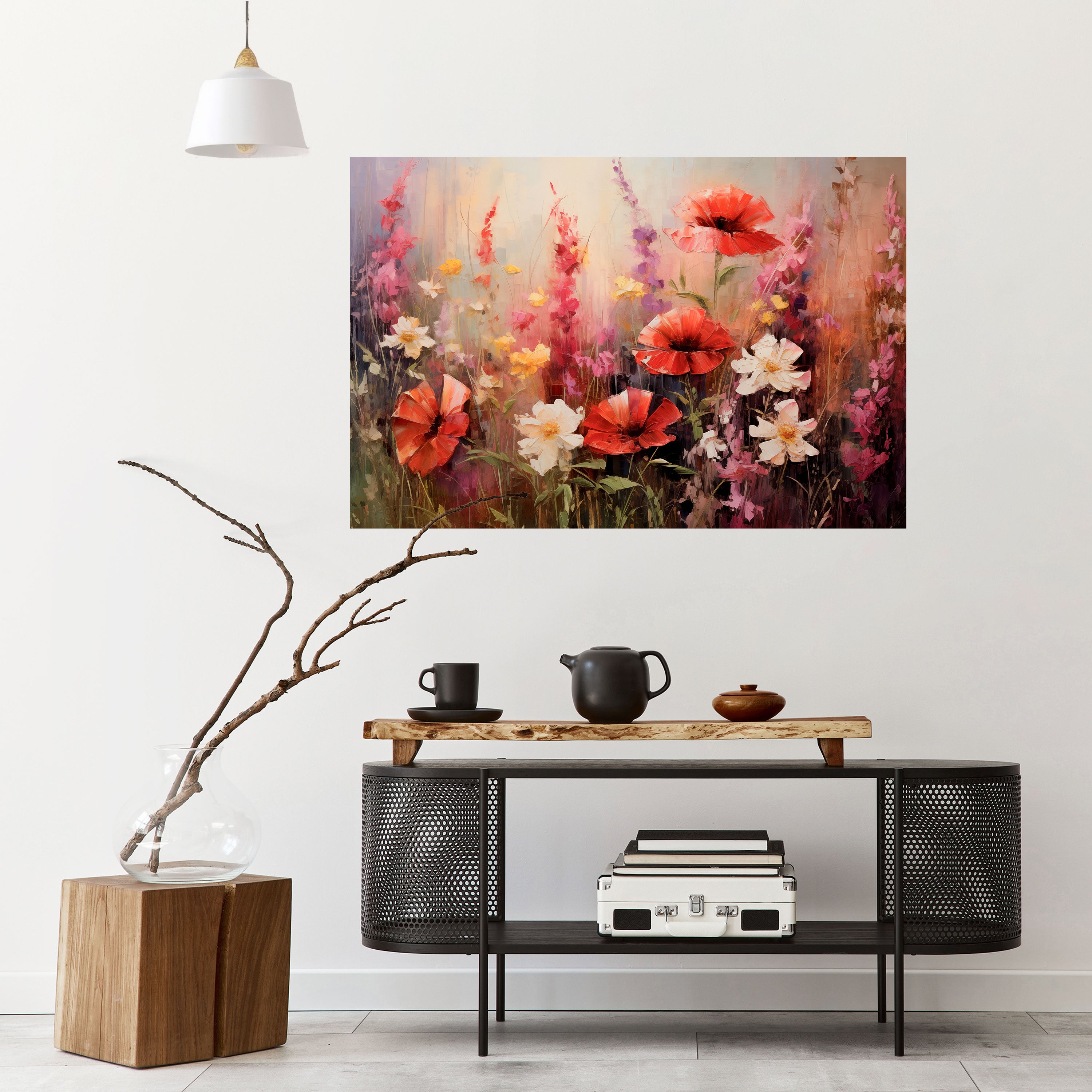 SINFONÍA DE FLORACIÓN VIBRANTE Póster horizontal autoadhesivo