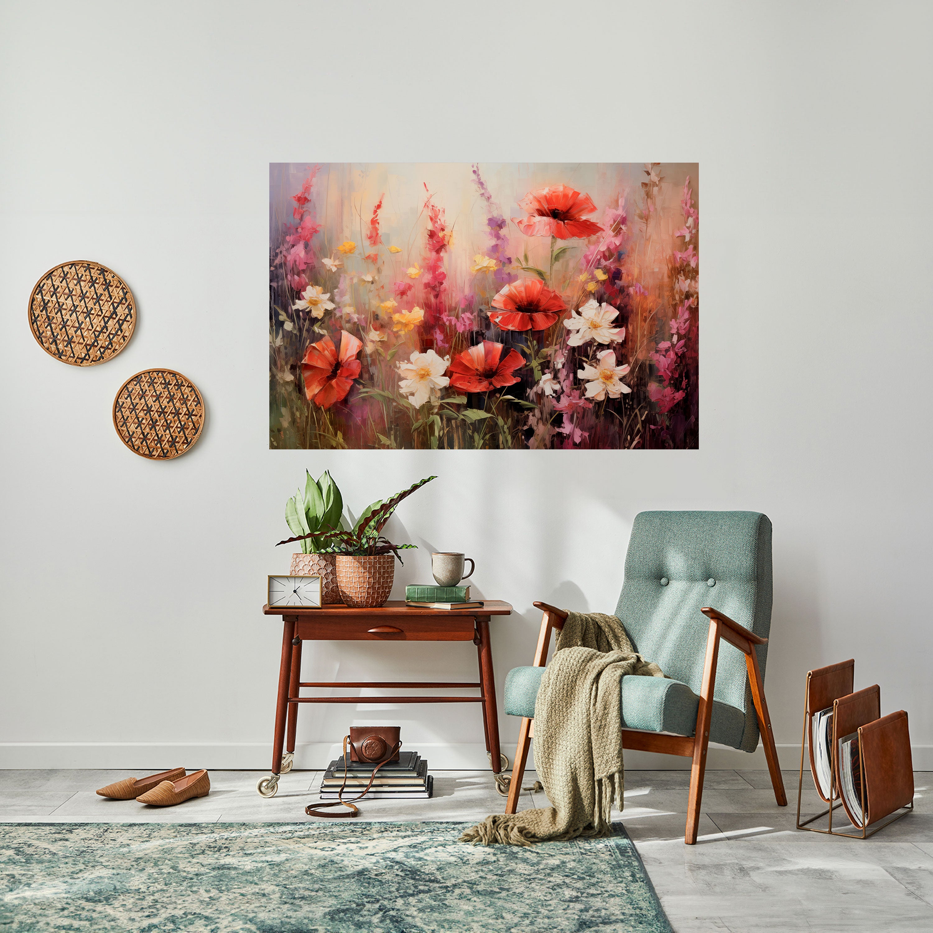 SINFONÍA DE FLORACIÓN VIBRANTE Póster horizontal autoadhesivo