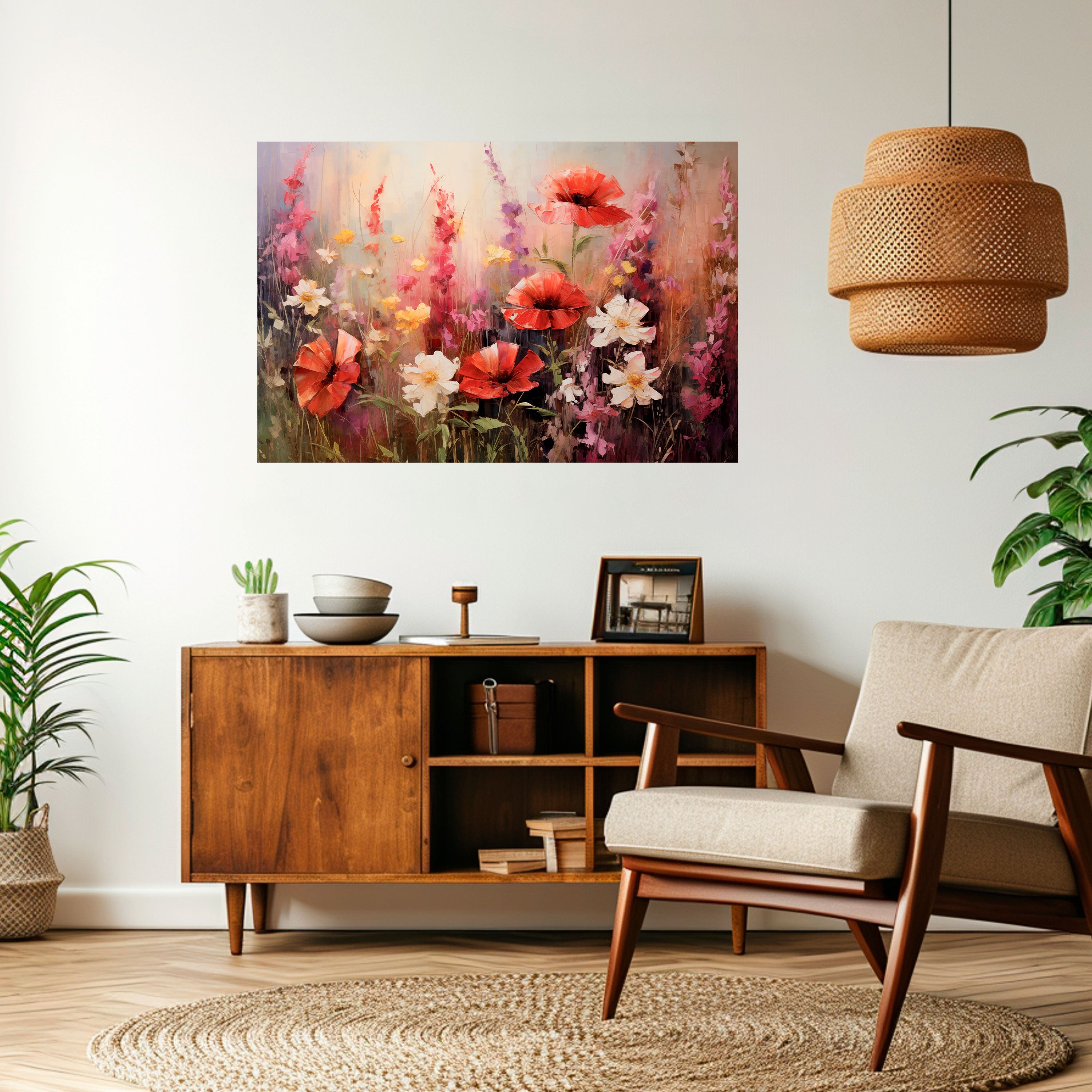 SINFONÍA DE FLORACIÓN VIBRANTE Póster horizontal autoadhesivo