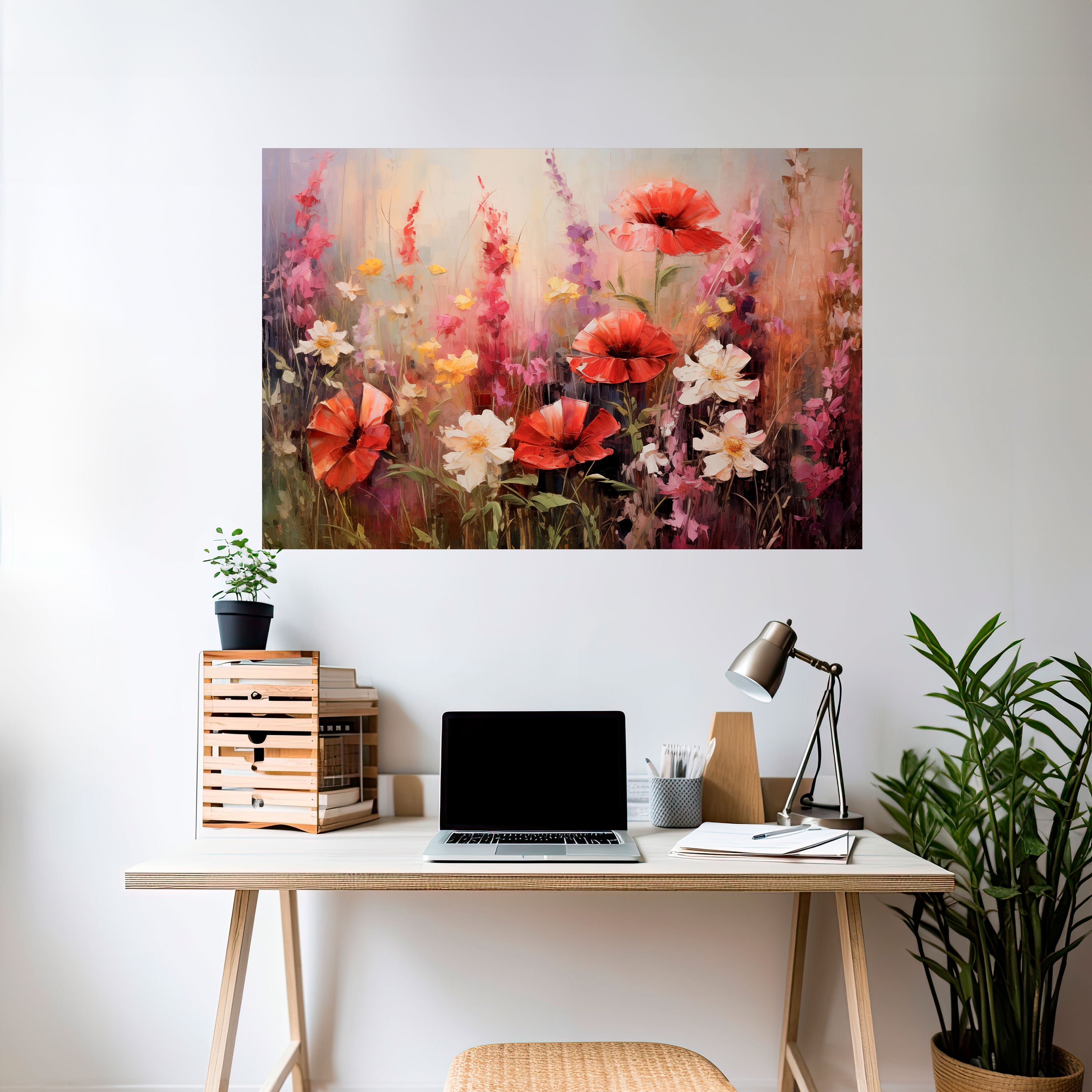 SINFONÍA DE FLORACIÓN VIBRANTE Póster horizontal autoadhesivo