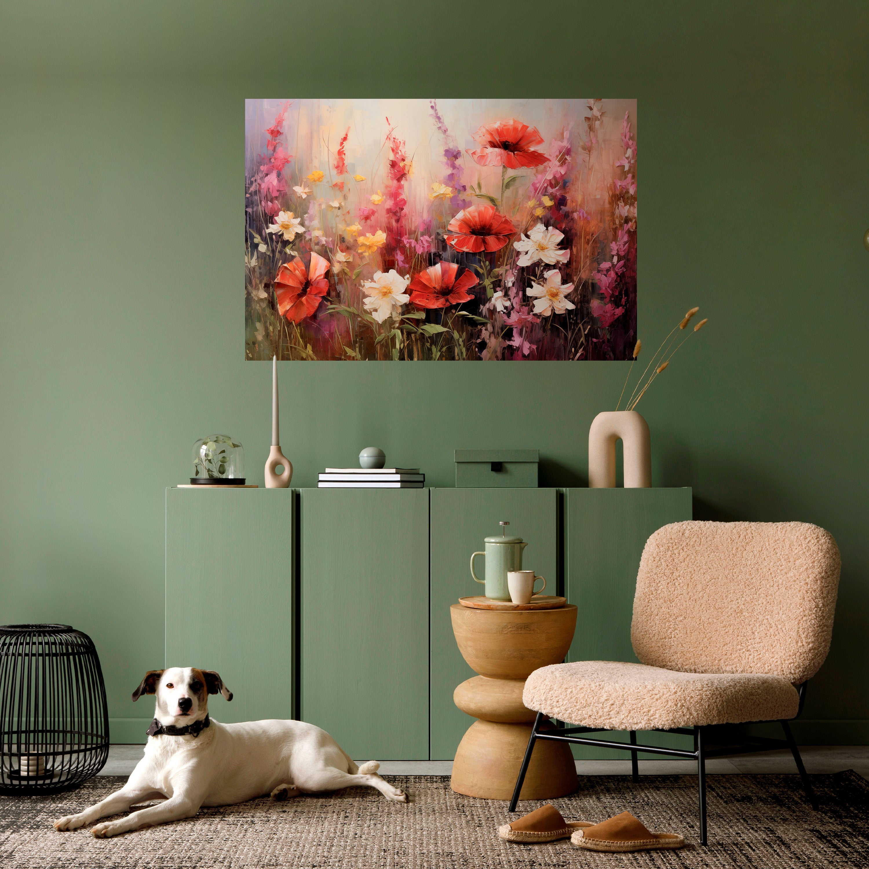 SINFONÍA DE FLORACIÓN VIBRANTE Póster horizontal autoadhesivo