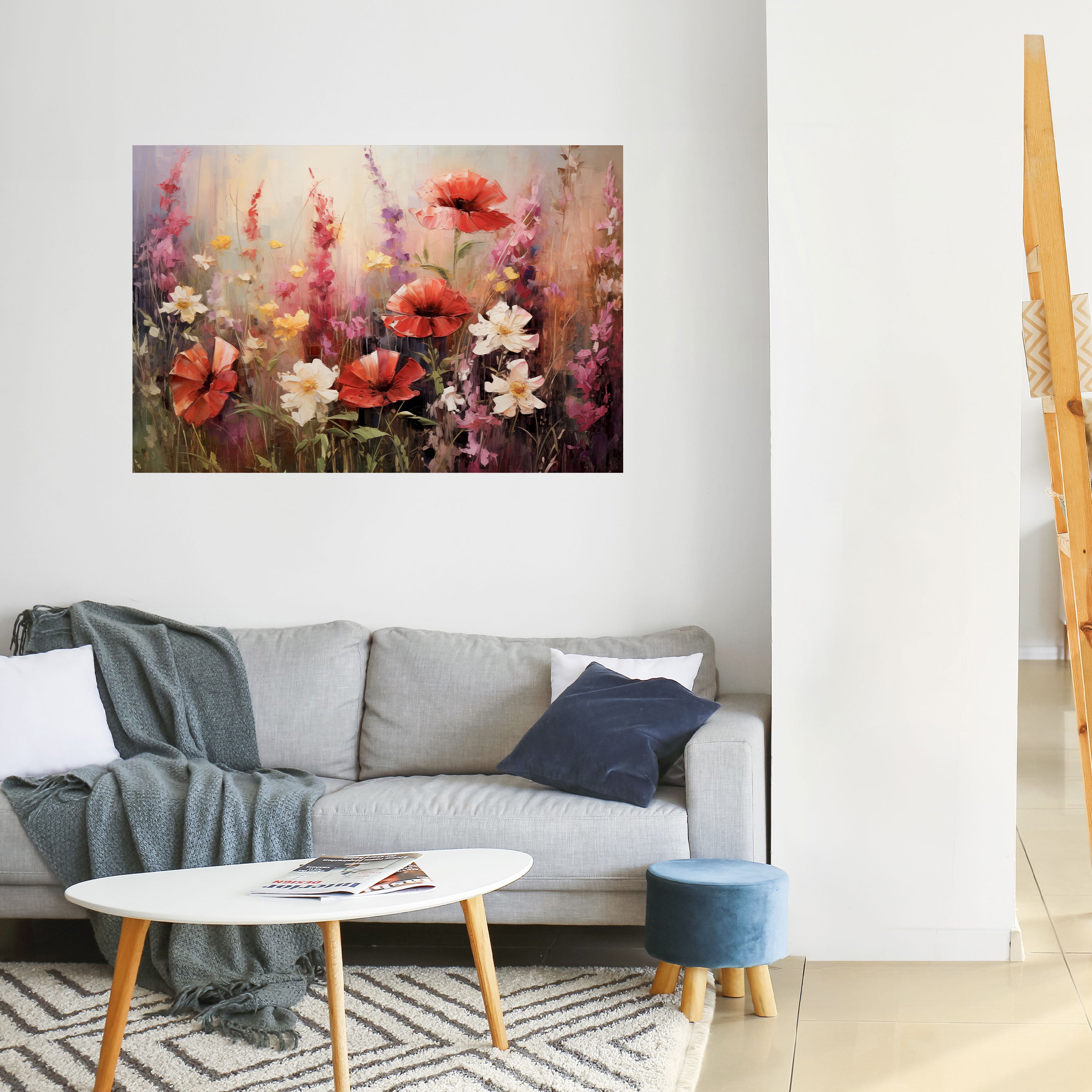 SINFONÍA DE FLORACIÓN VIBRANTE Póster horizontal autoadhesivo