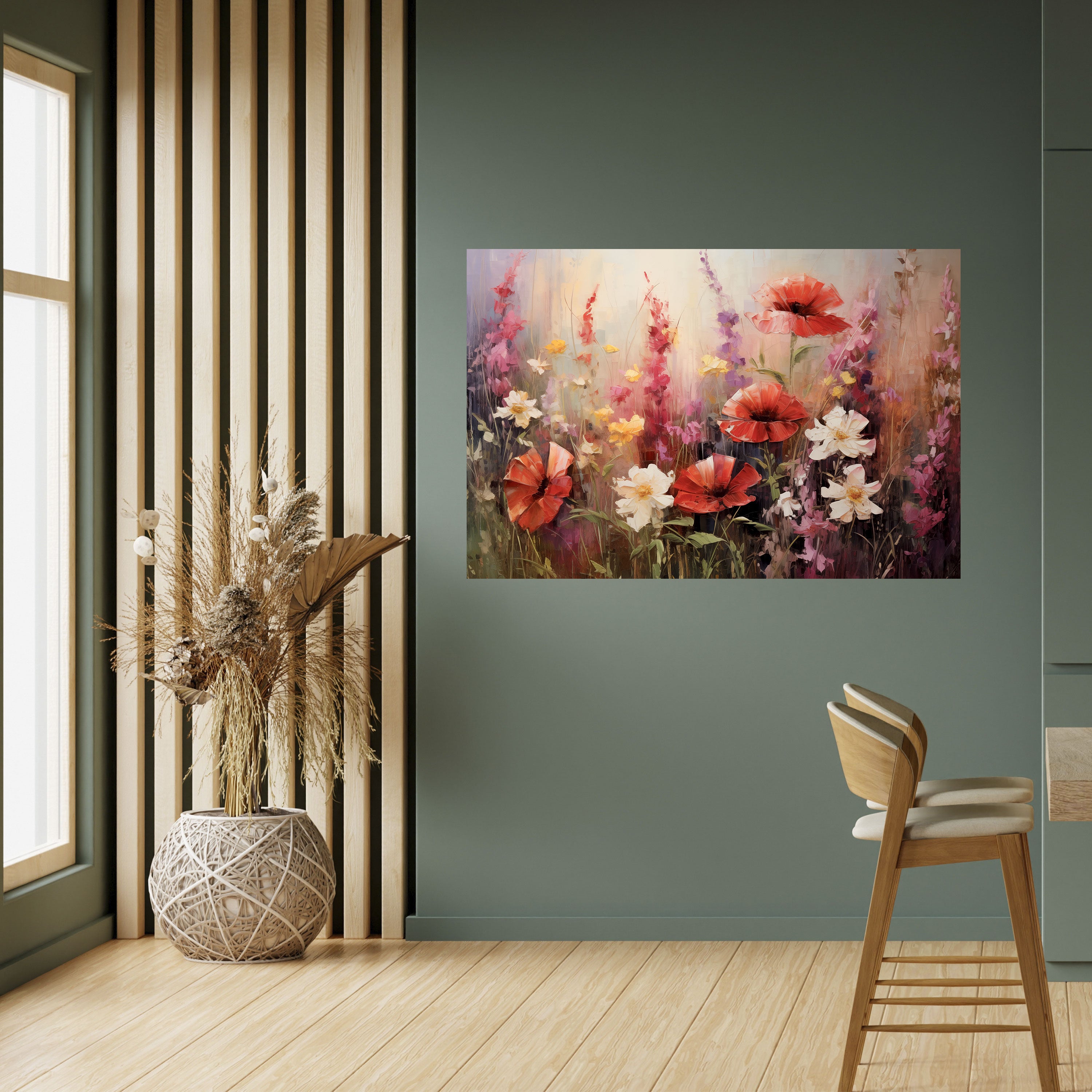 SINFONÍA DE FLORACIÓN VIBRANTE Póster horizontal autoadhesivo