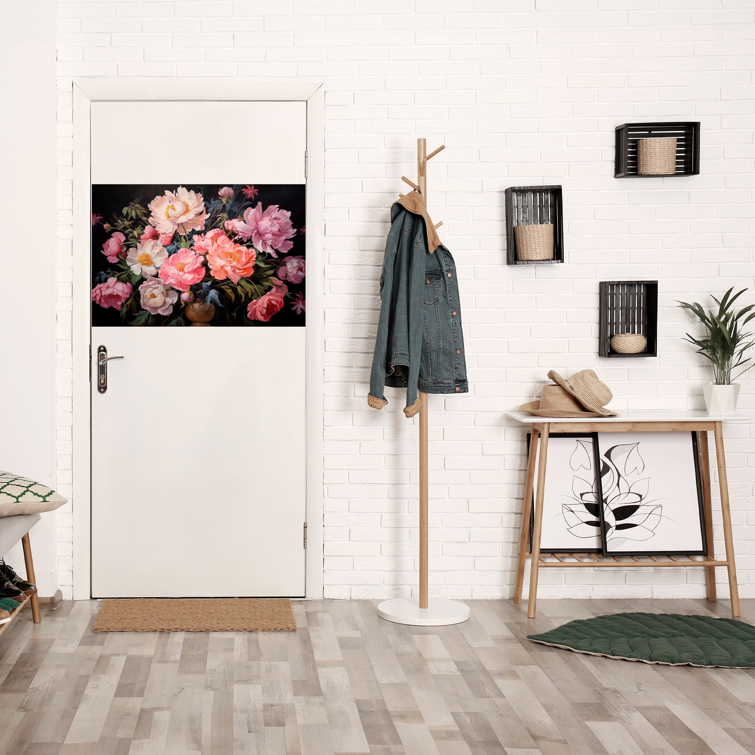 Póster horizontal autoadhesivo de FLOR DE PEONÍAS