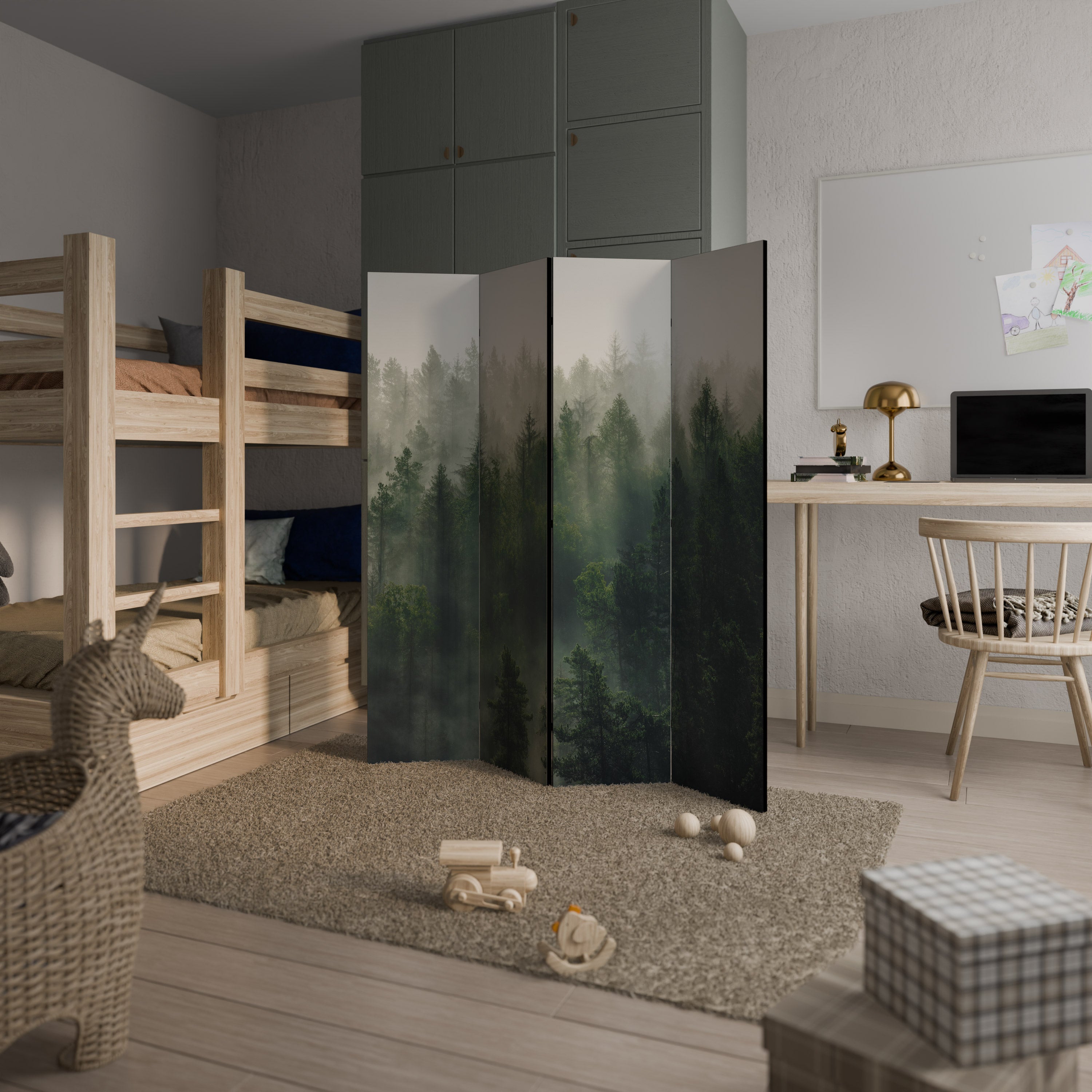 MISTY FOREST Decorative 4-Panel Room Divider