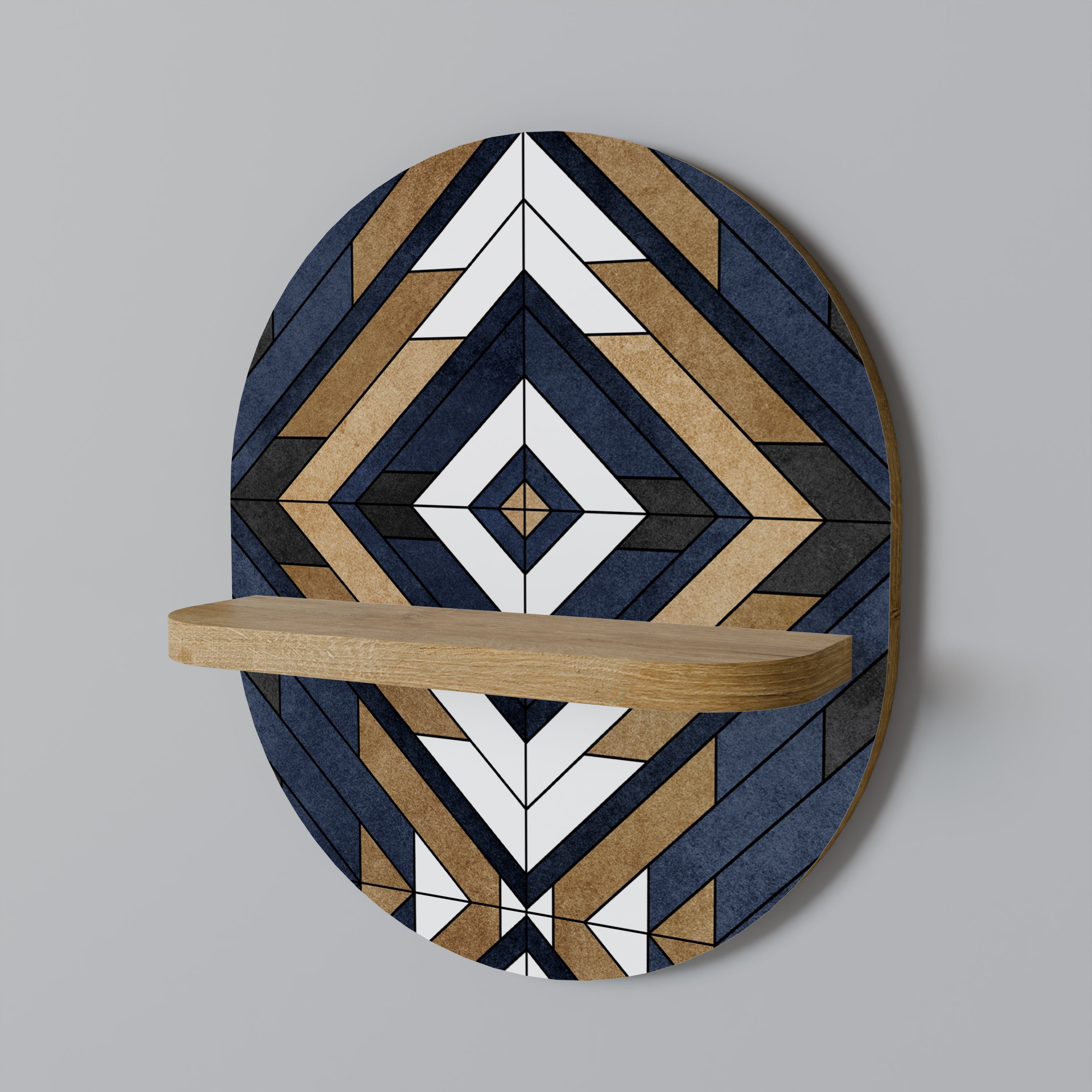 ARTFUL GEOMETRY Oval Art Shelf In Oak Effect