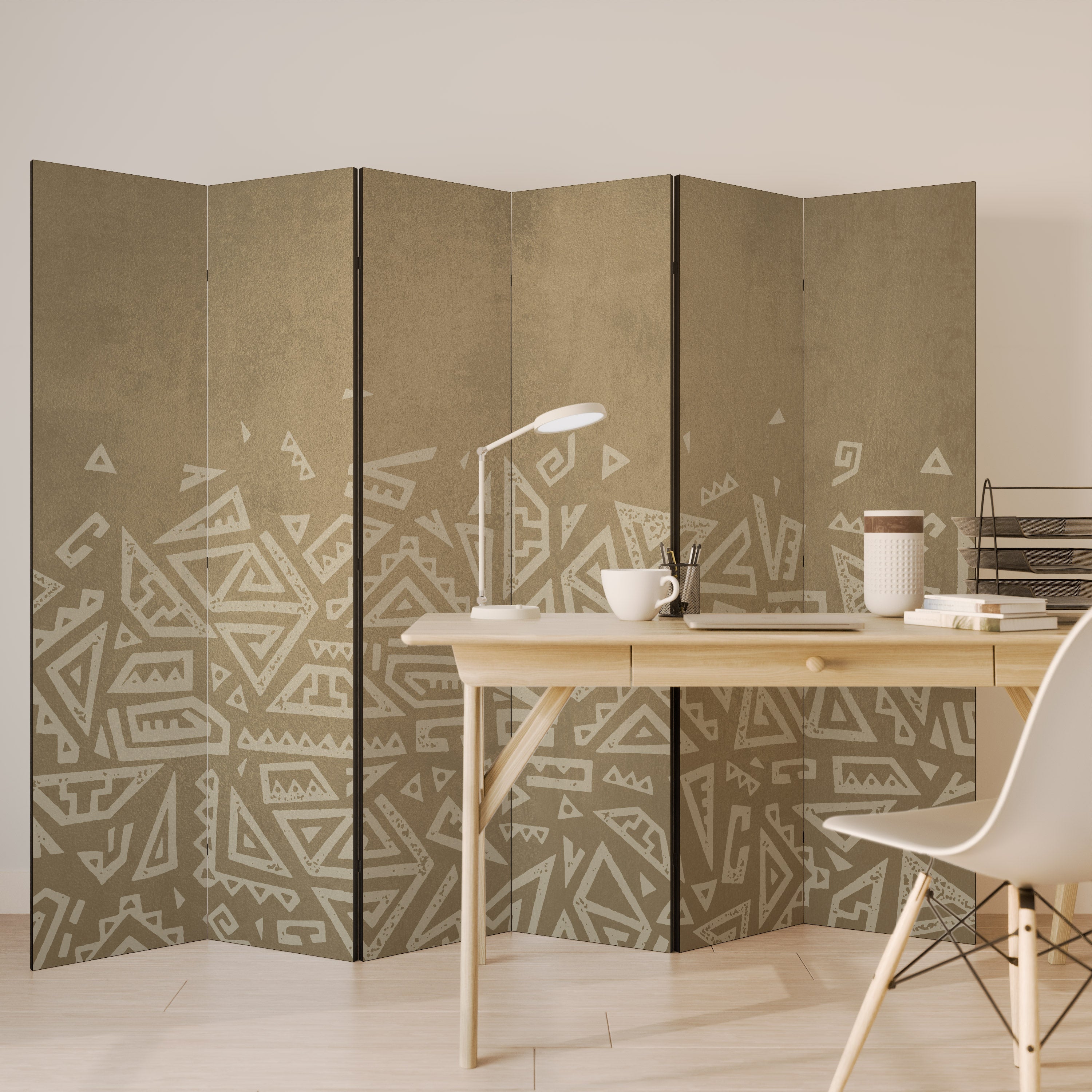 DIVISOR DE AMBIENTES DECORATIVO DE 6 PANELES CON CAPAS CULTURALES