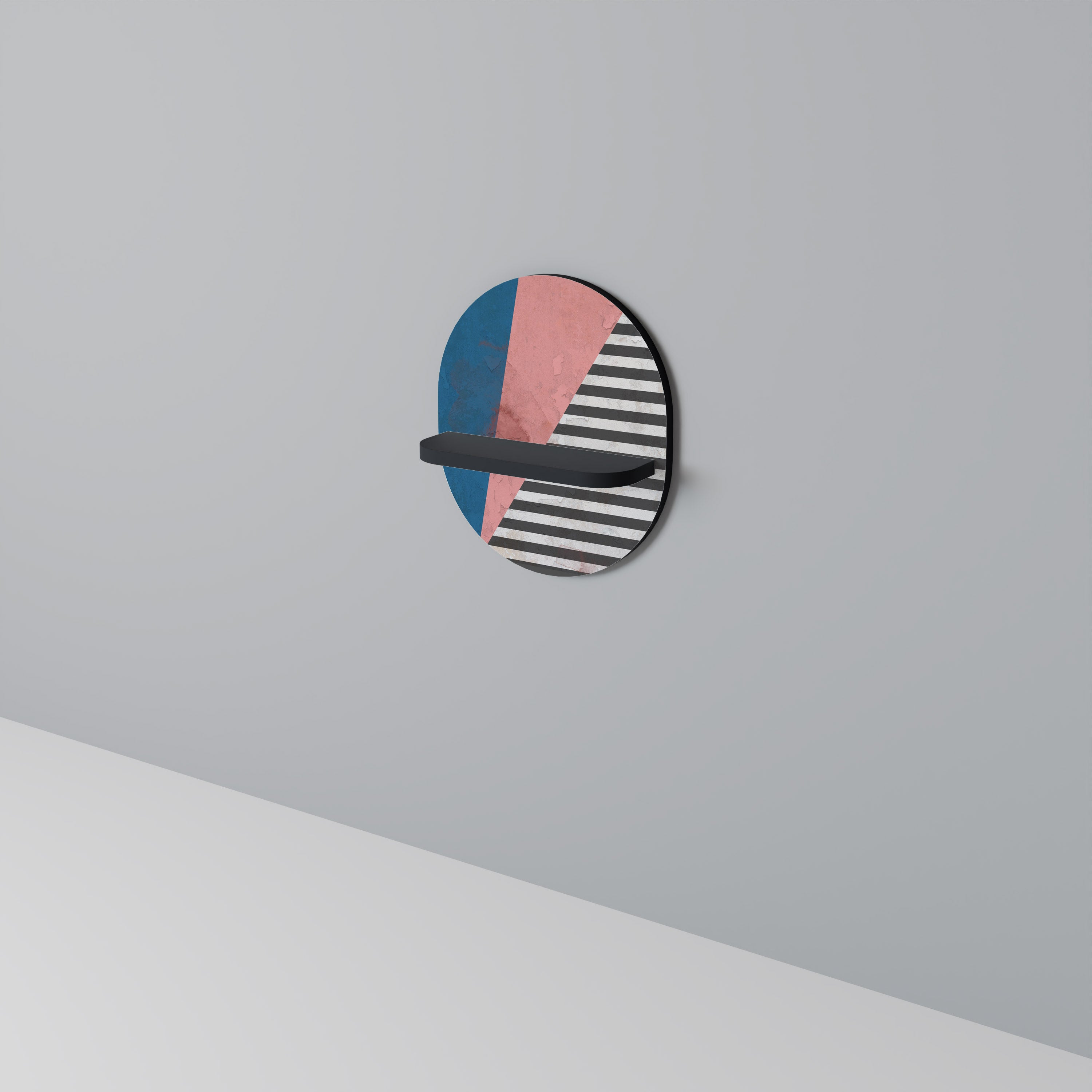 Estantería de arte ovalada GLAMOROUS STRIPE con acabado negro