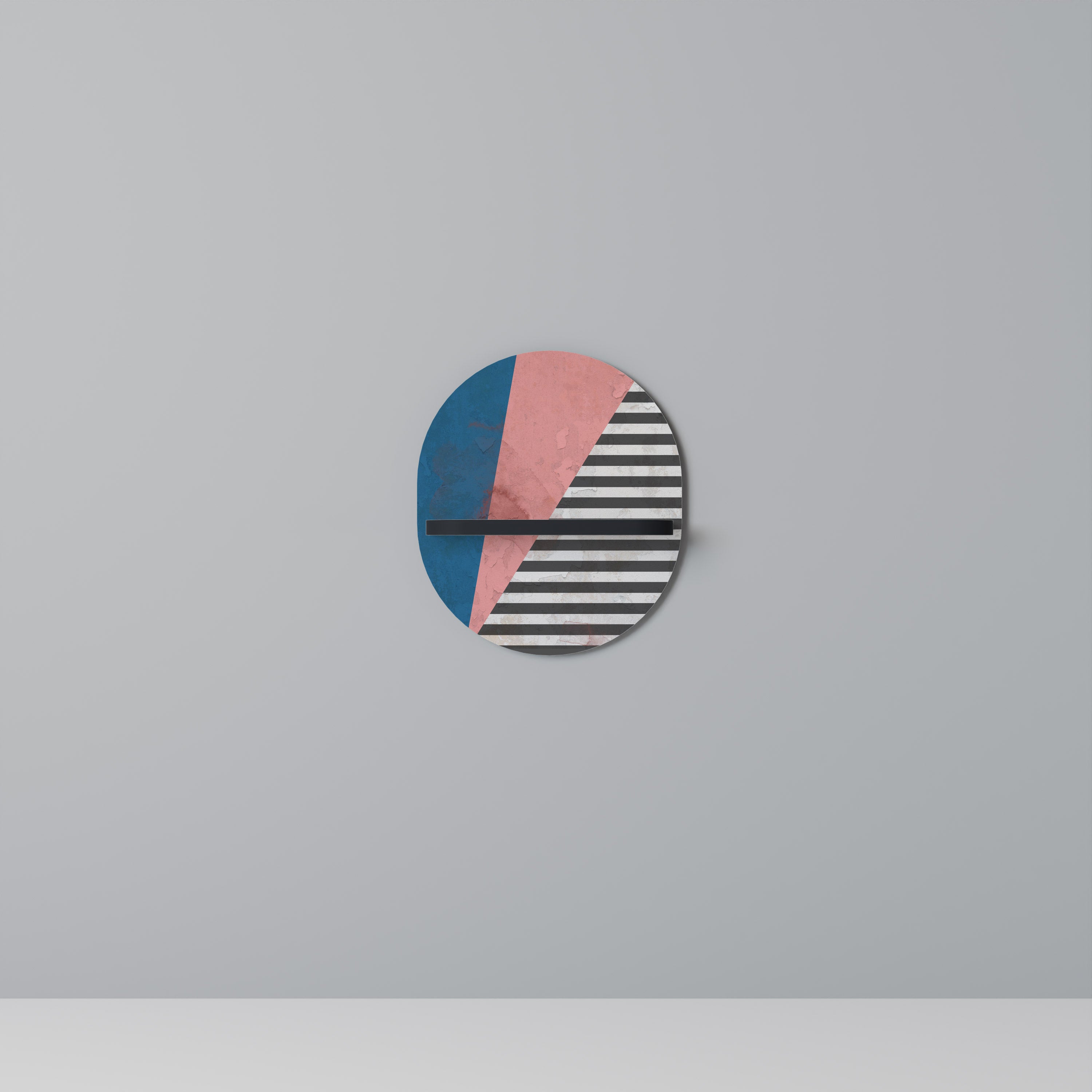 Estantería de arte ovalada GLAMOROUS STRIPE con acabado negro
