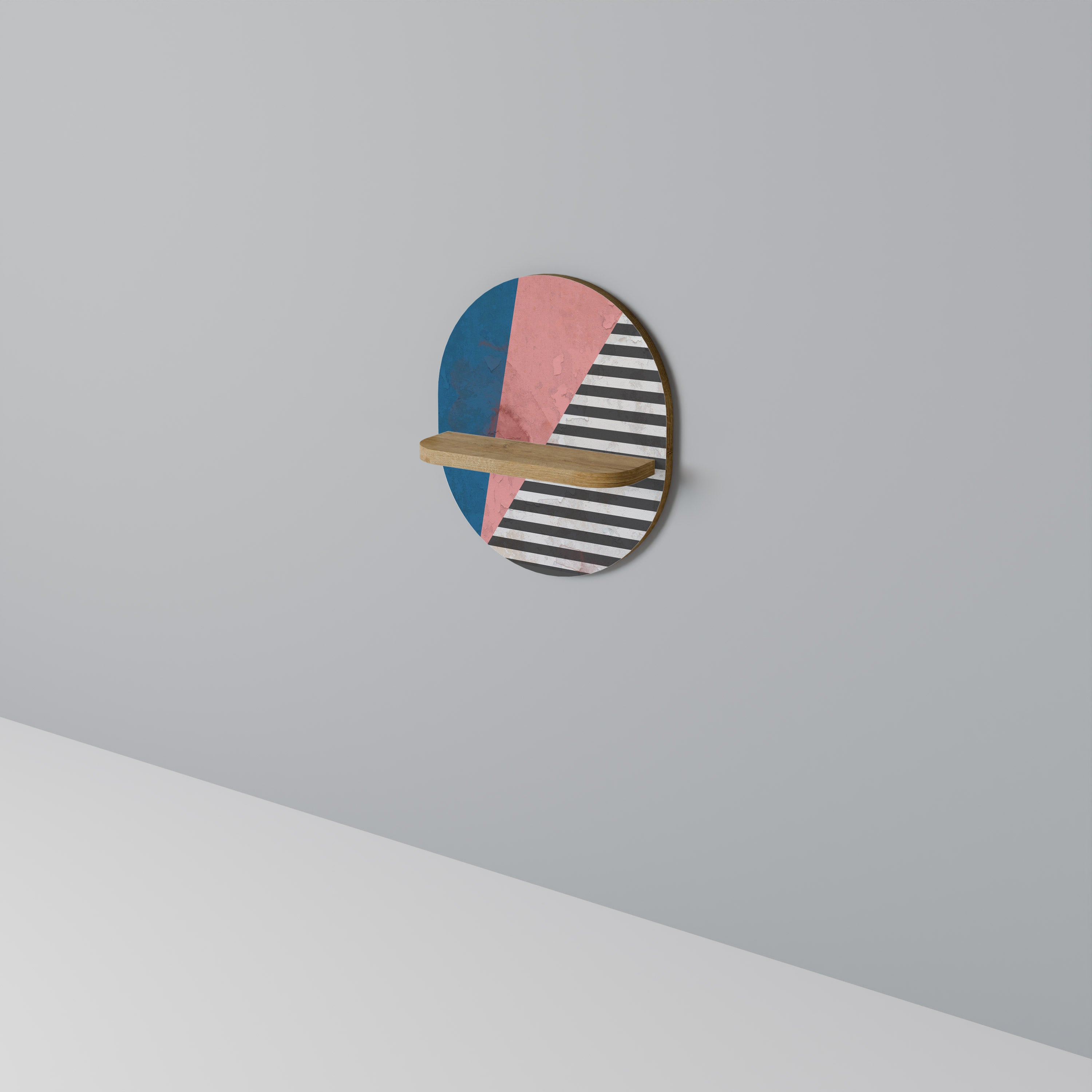 Estantería de arte ovalada GLAMOROUS STRIPE con efecto roble