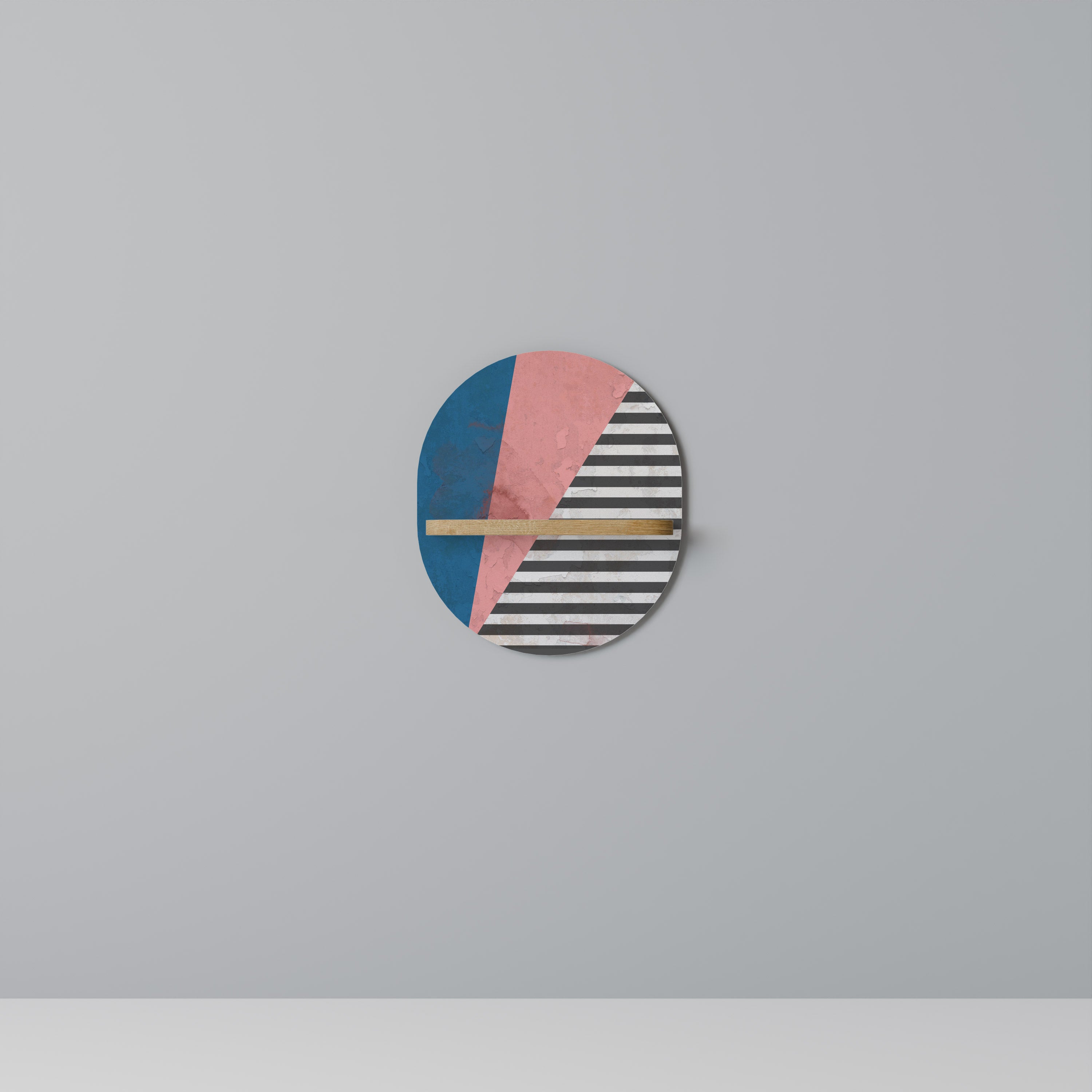 Estantería de arte ovalada GLAMOROUS STRIPE con efecto roble