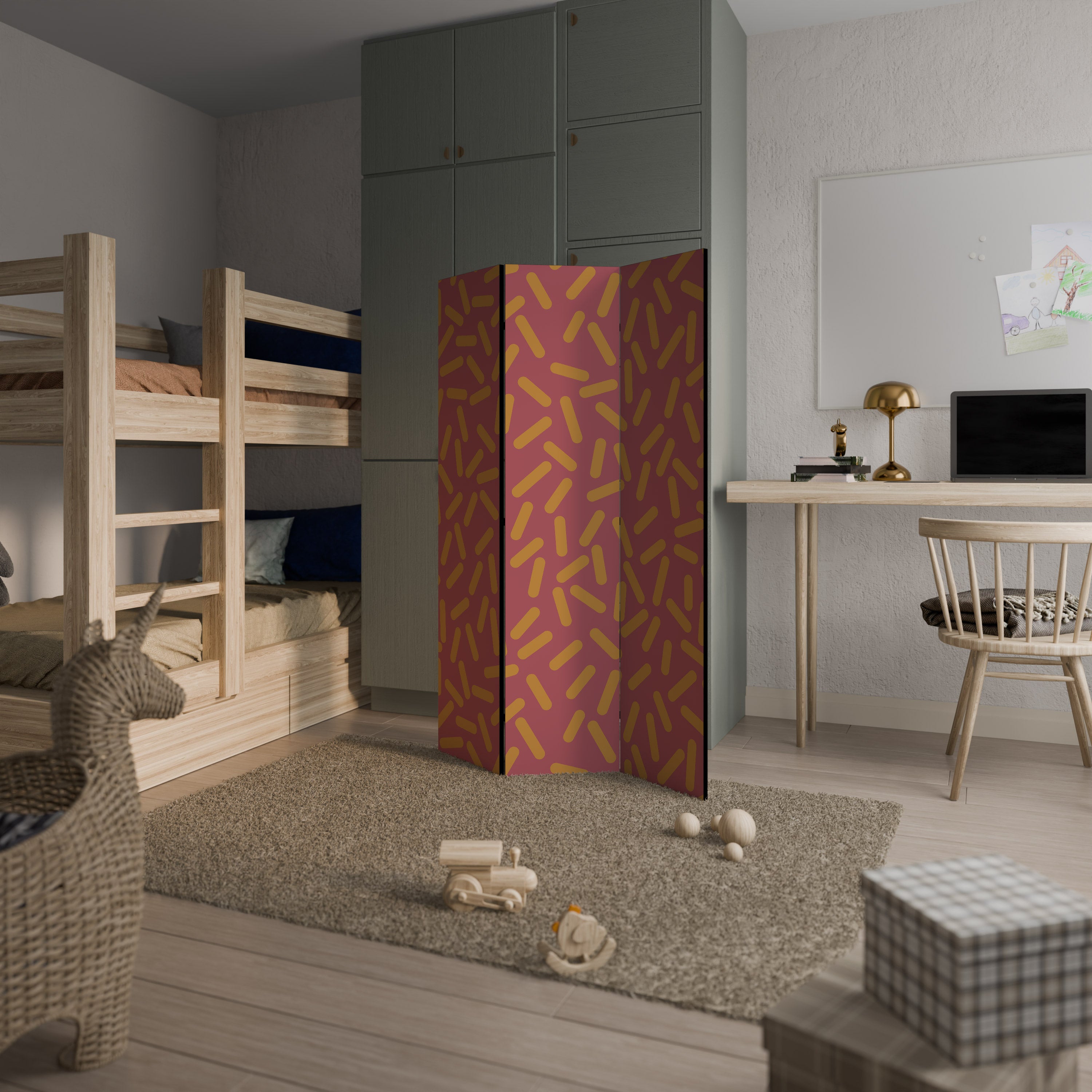 RADIANT STRIPE SYMPHONY Decorative 3-Panel Room Divider